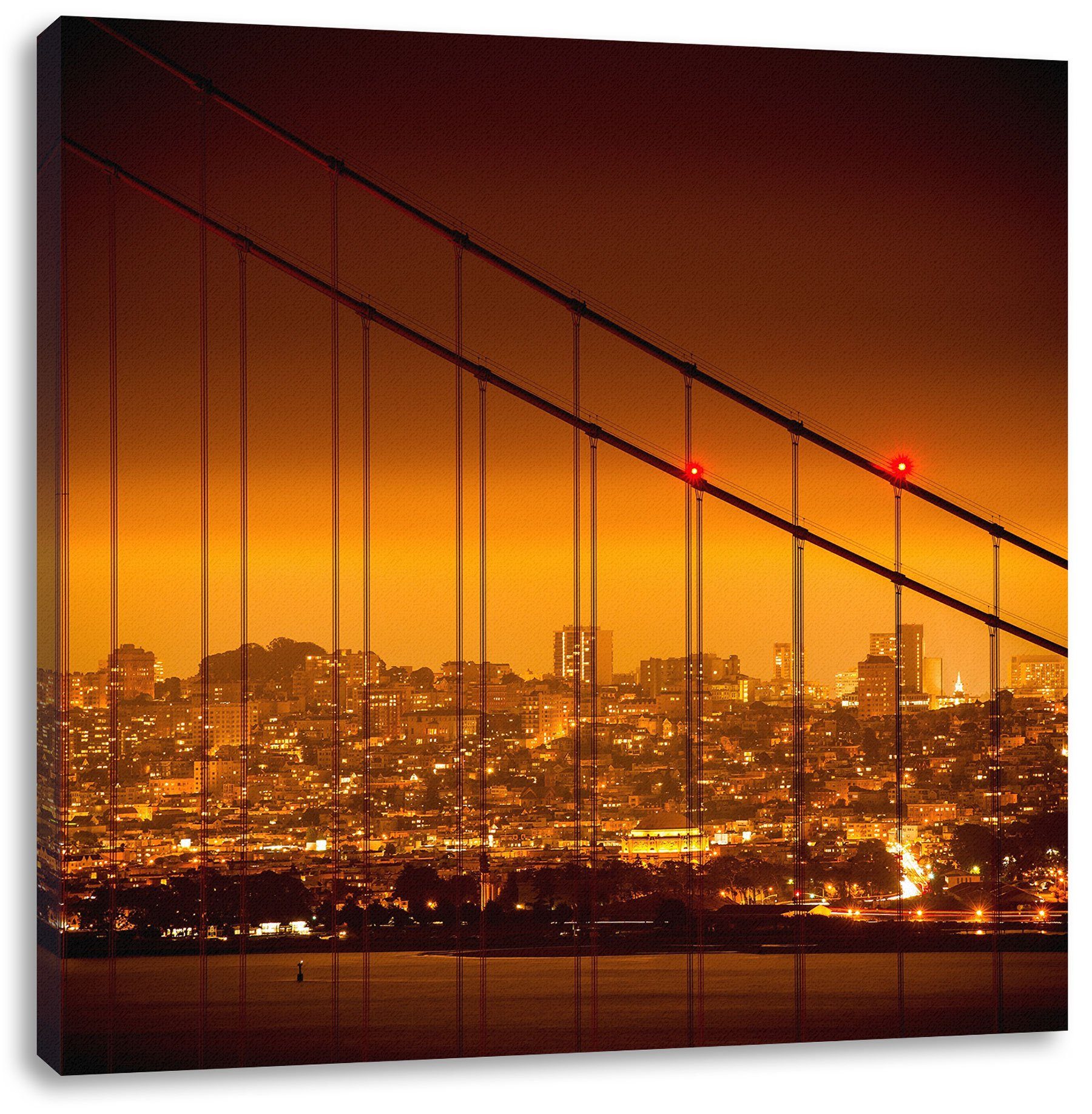 Pixxprint Leinwandbild San Francisco Skyline, (1 Francisco Zackenaufhänger bespannt, inkl. Skyline San Leinwandbild St), fertig