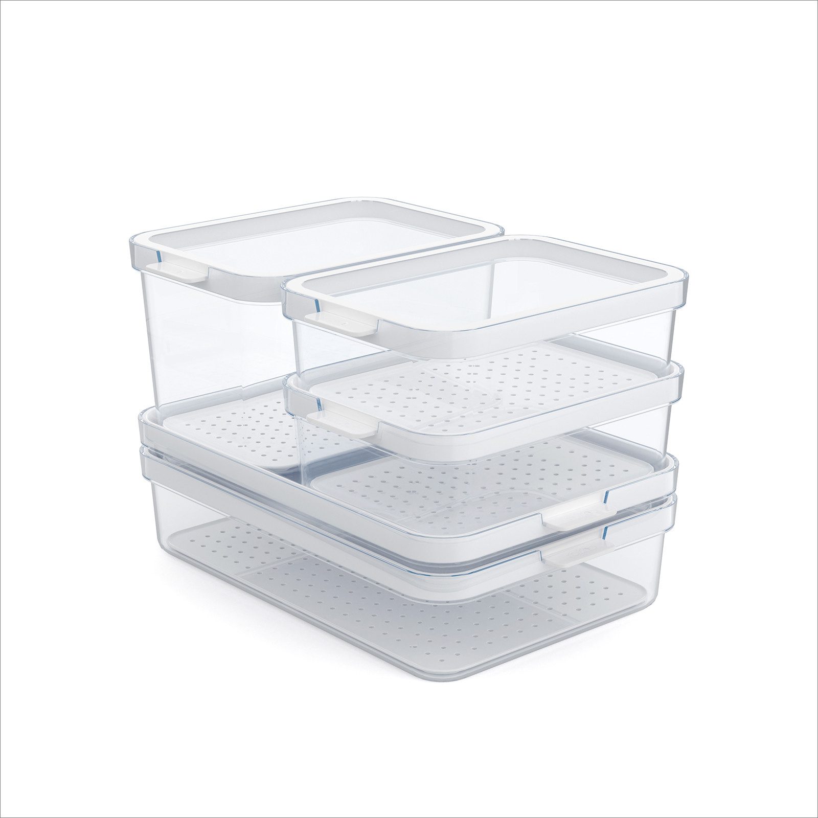 ROTHO Aufbewahrungssystem CAUMA Kühlschrank Organizer Set 5-teilig mit Einsatz und Deckel, Kunststoff, (Vorratsbehälterset, 5-teilig), Organizer Set ideal für frische und strukturierte Aufbewahrung