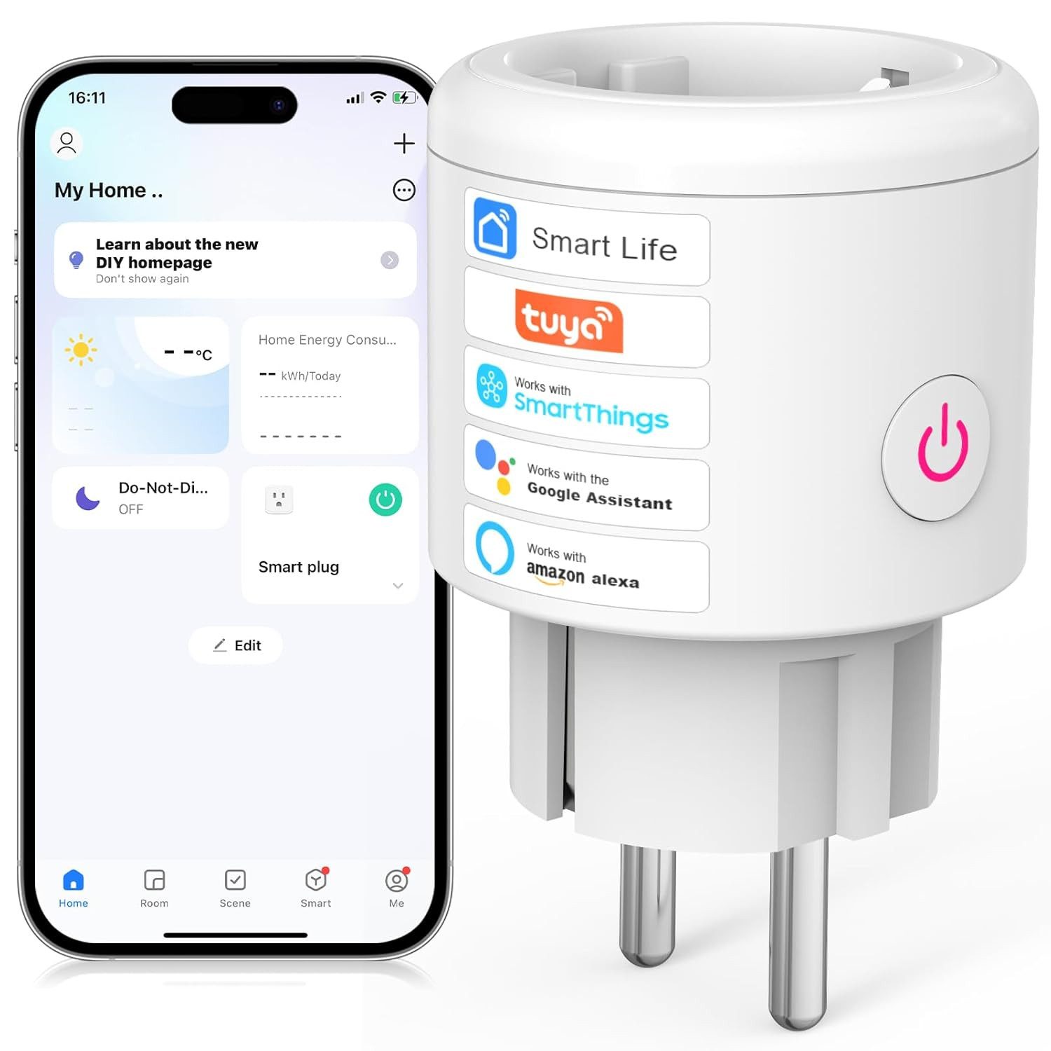 AIMAX WLAN-Steckdose WLAN Steckdose mit Strommessung Smart Plug Alexa 16A