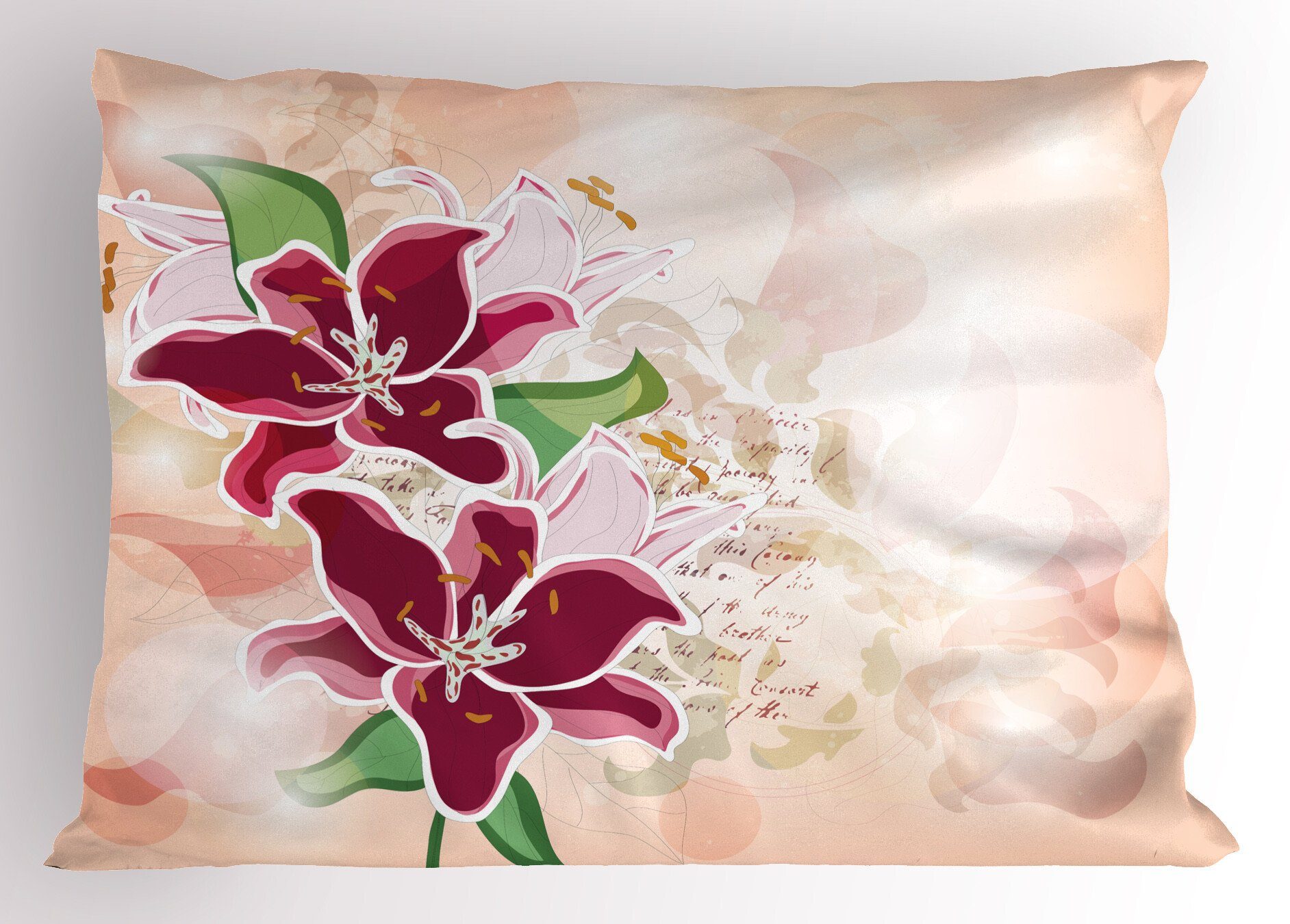 Size Queen Kopfkissenbezug, Dekorativer Stück), Kissenbezüge Botanical Fuchsie Pastellton Lilien Gedruckter (1 Abakuhaus