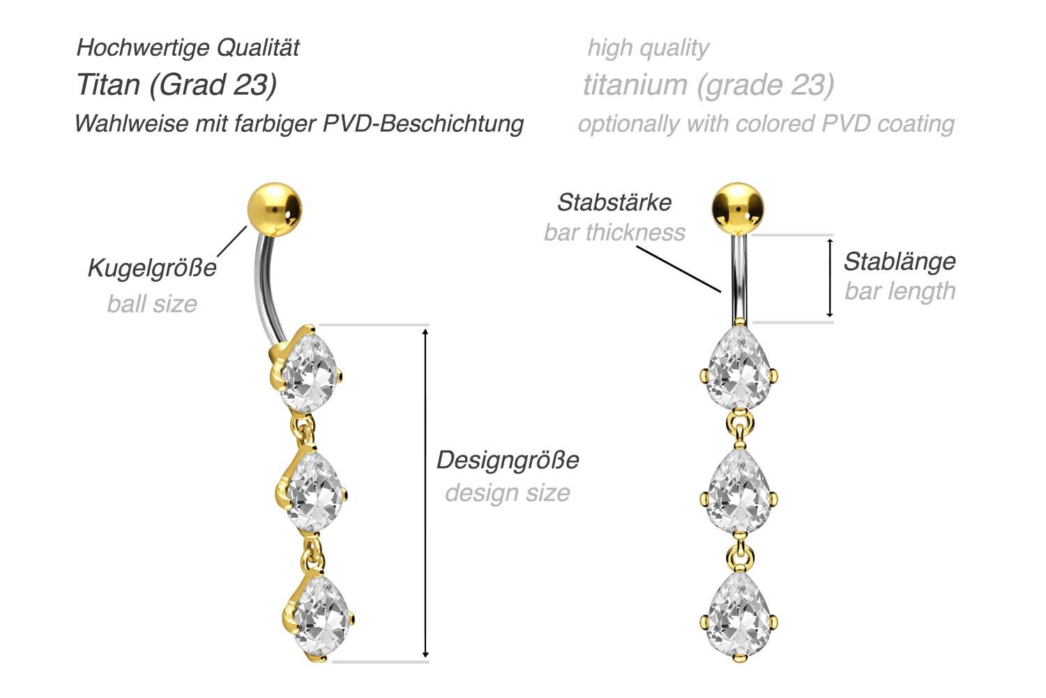 PIERCINGLINE Bauchnabelpiercing Titan Bananabell mit 925er Silber-Design 3 günstig online kaufen