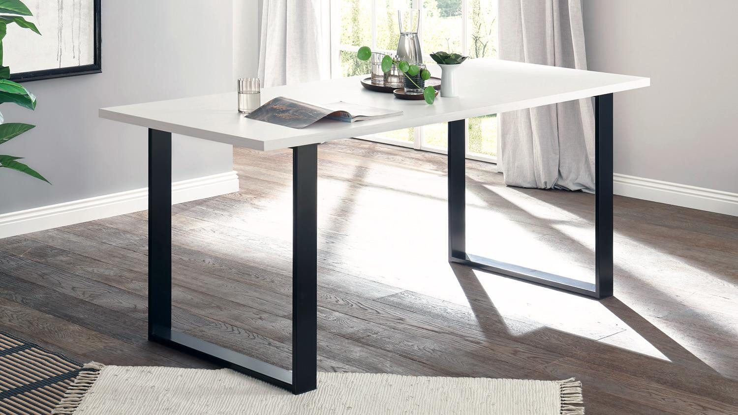 Möbel Akut Esstisch Esstisch Sherwood 03 Pinie weiß und anthrazit 180x80 cm