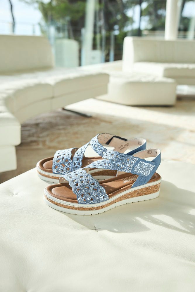 Rieker Keilsandalette Keilsandalette, Sommerschuh, Urlaubsschuh mit Glitzersteine