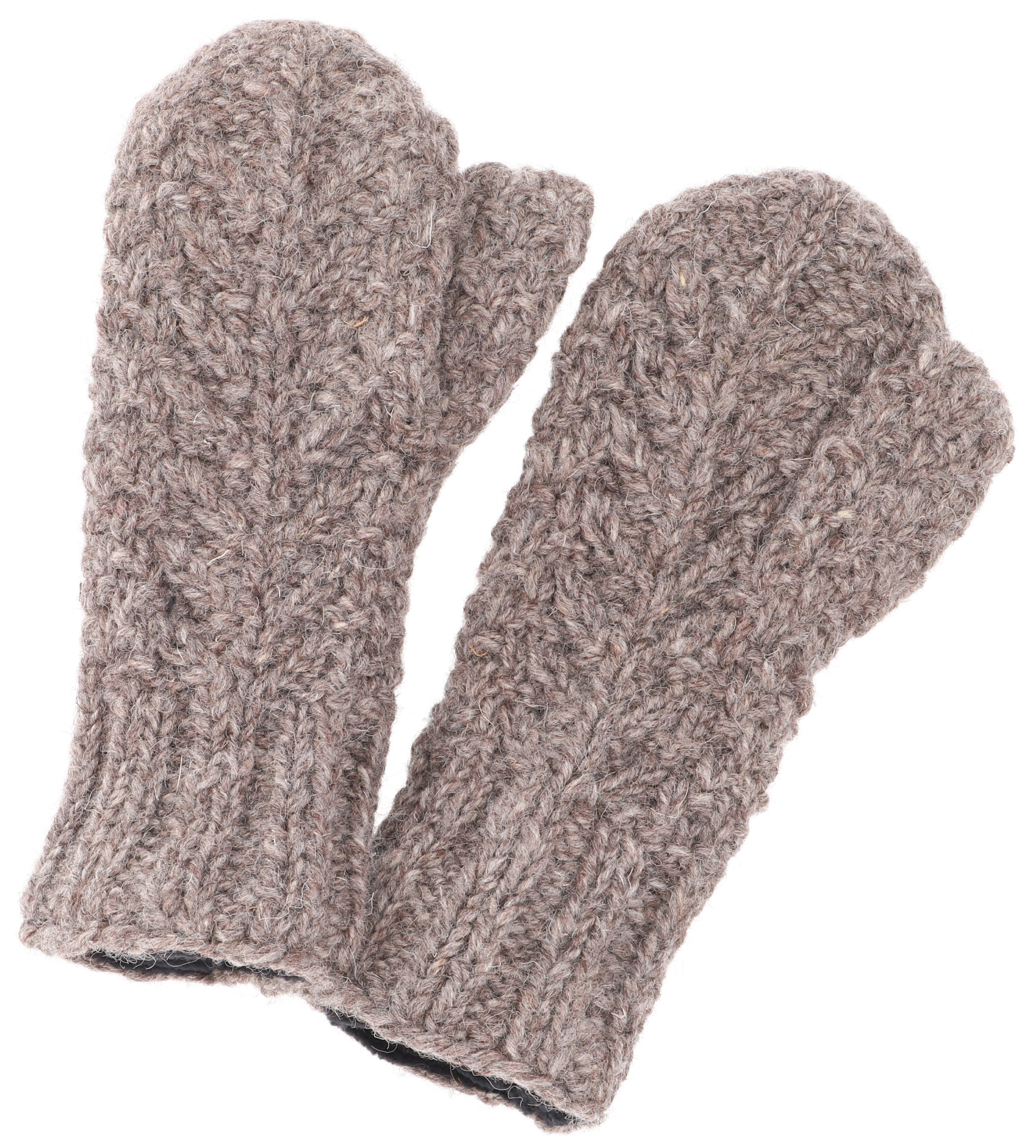 Guru-Shop Strickhandschuhe Handgestrickte Fausthandschuhe mit Muster,..