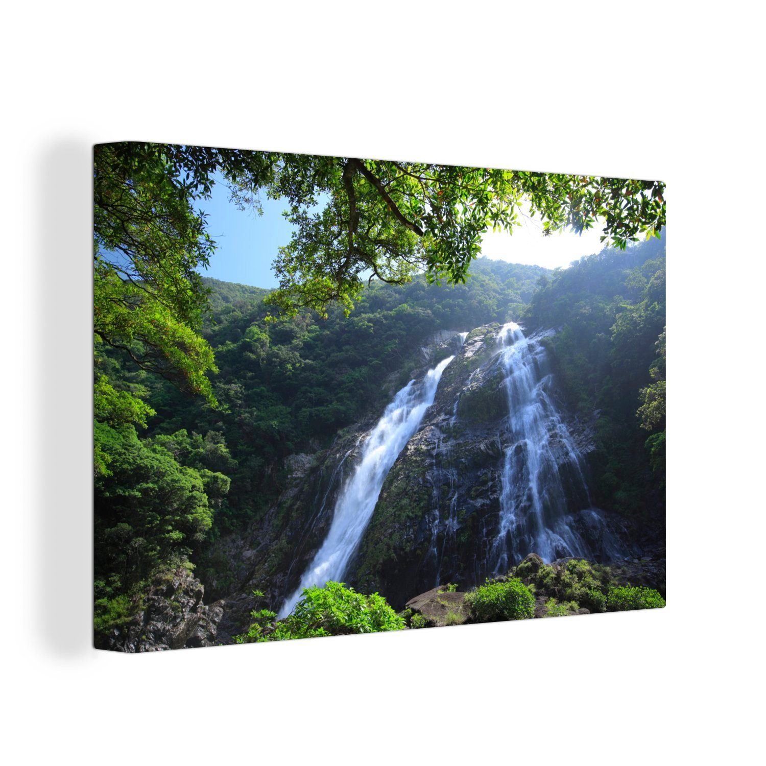 OneMillionCanvasses® Leinwandbild Ookawa-no-taki-Wasserfall auf der japanischen Insel Yakushima, (1 St), Wandbild Leinwandbilder, Aufhängefertig, Wanddeko, 30x20 cm