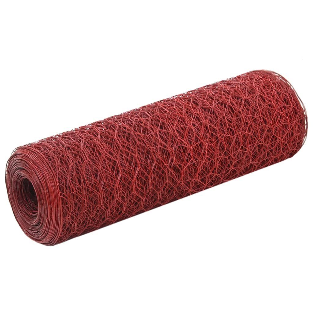 vidaXL Gartenzaun Drahtzaun Stahl mit PVC-Beschichtung 25x0,5 m Rot, (1-St)