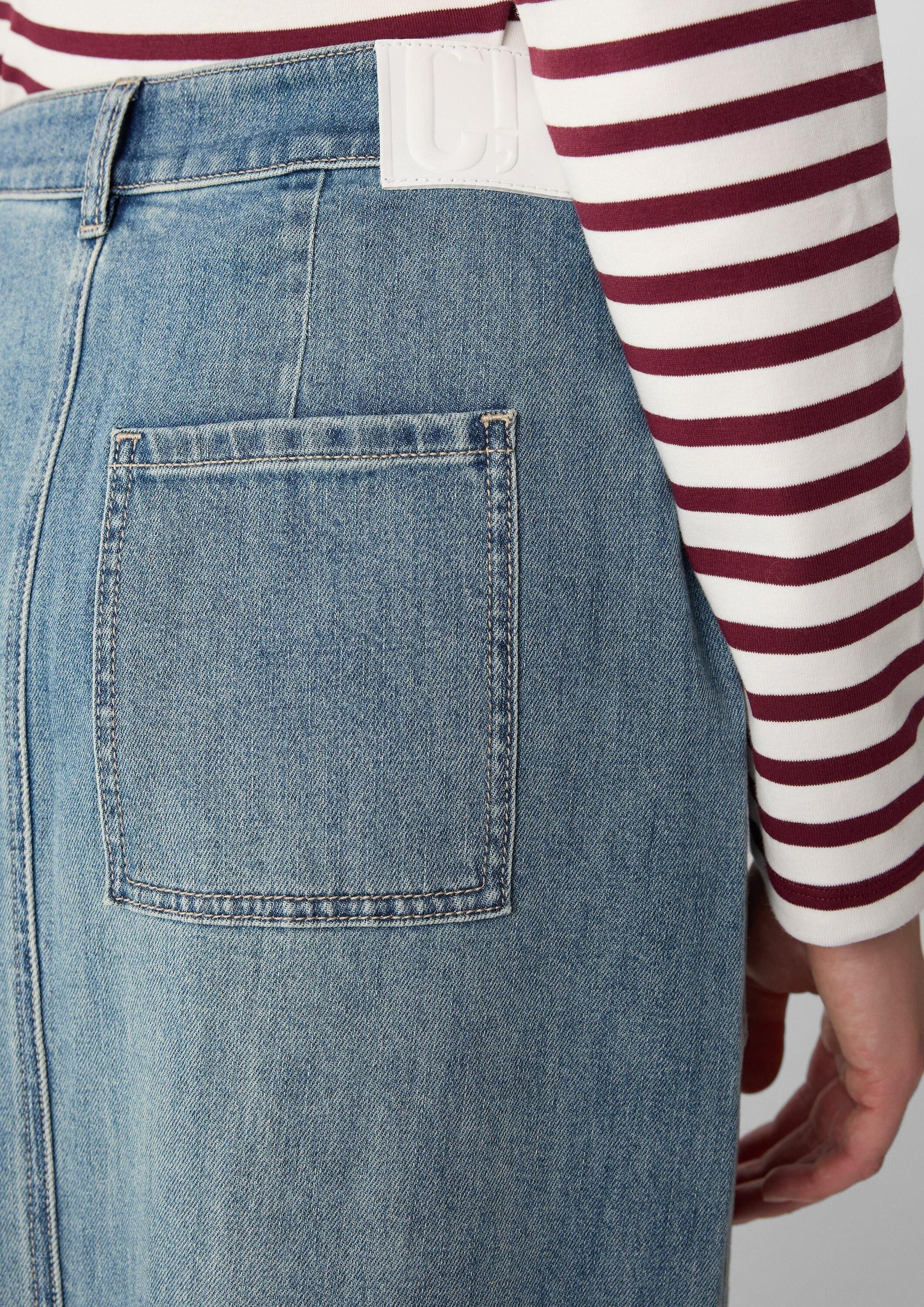 comma Rock Langer Denimrock mit Gehschlitz