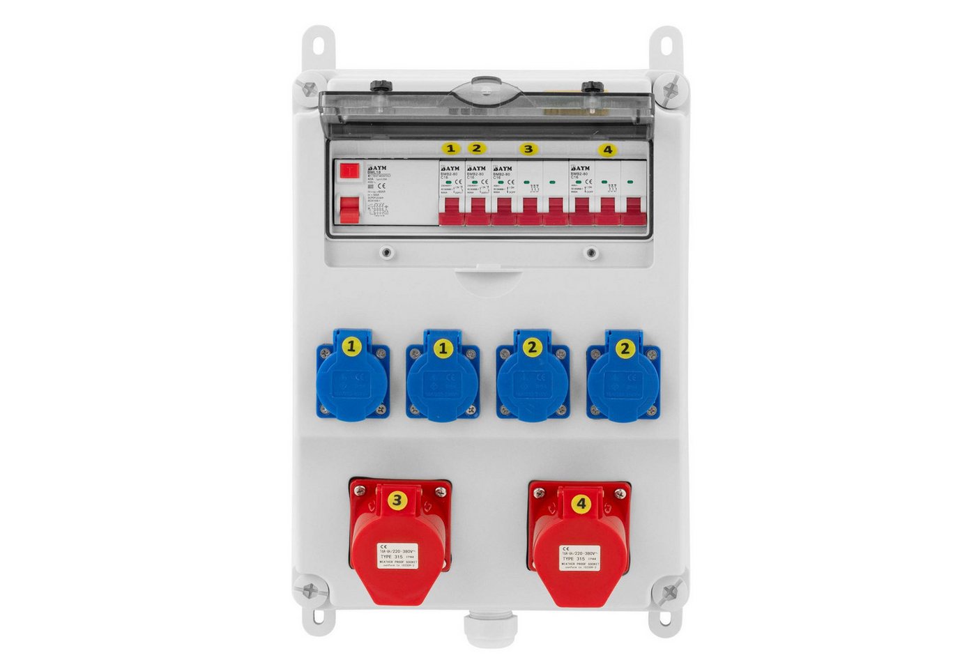 Thumbnail - MSW Verteilerbox Stromverteiler 4 x Schuko 2 x CEE-Steckdosen FI-/ 4