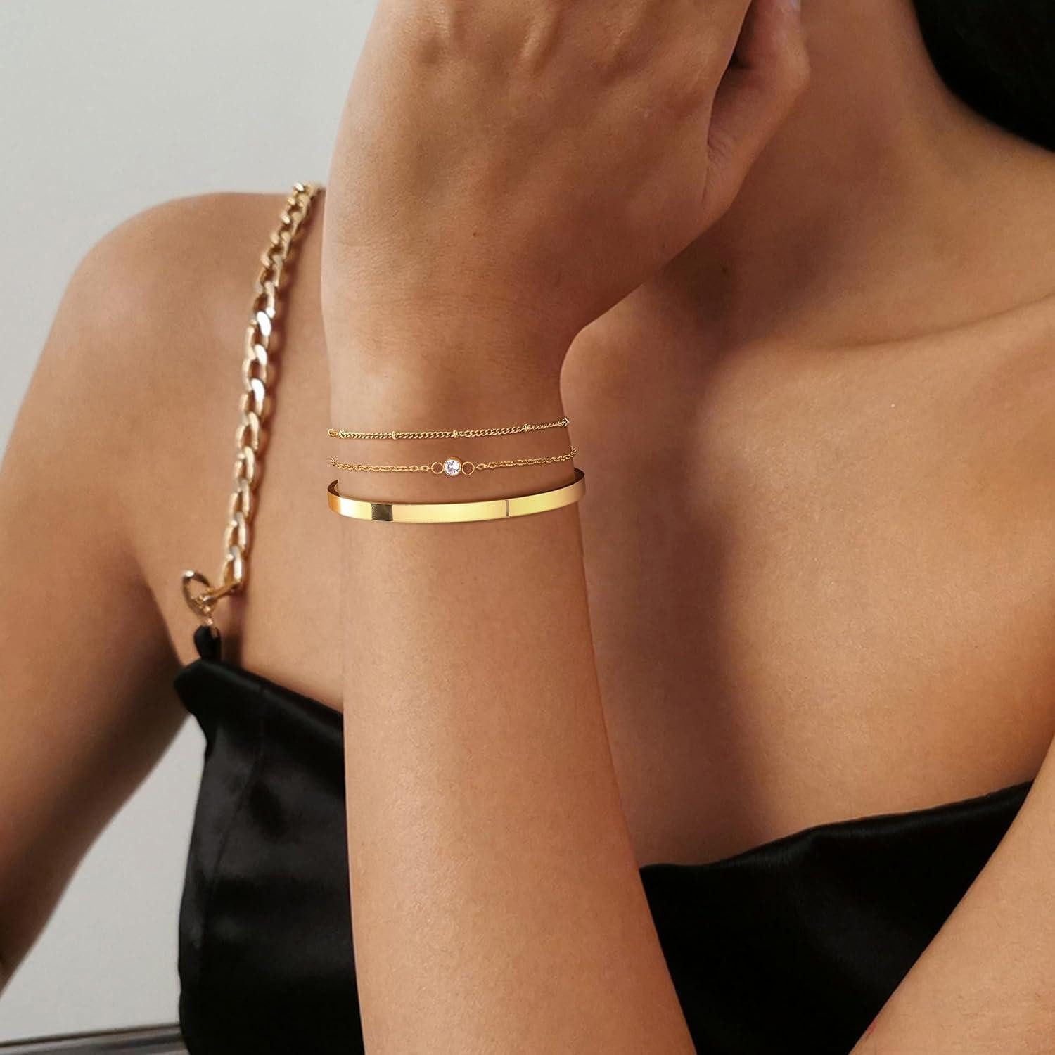 LuxusKollektion Ketten und Armband Set Damen Armband Set Gold 14 Karat Vergoldet Edelstahl Perlen Ketten