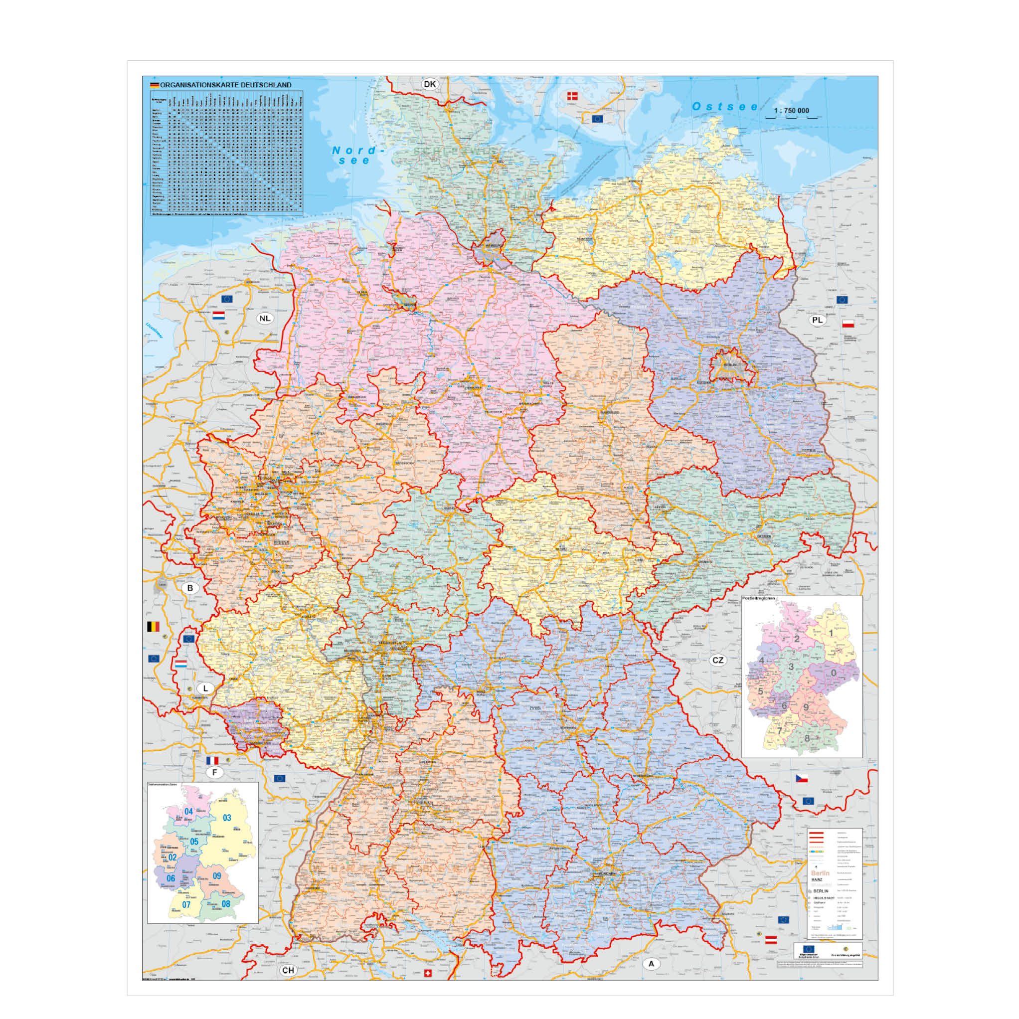 STIEFEL Poster Deutschland Organisationskarte, 97 x 119 cm