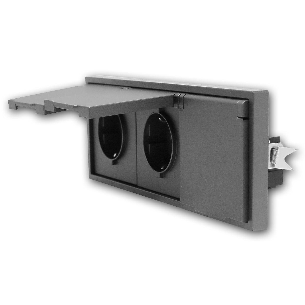 McPower SHALLOW 3-fach Steckdose IP44 anth 250V/16A Rahmen Unterputzschalter – Bild 3 von 5