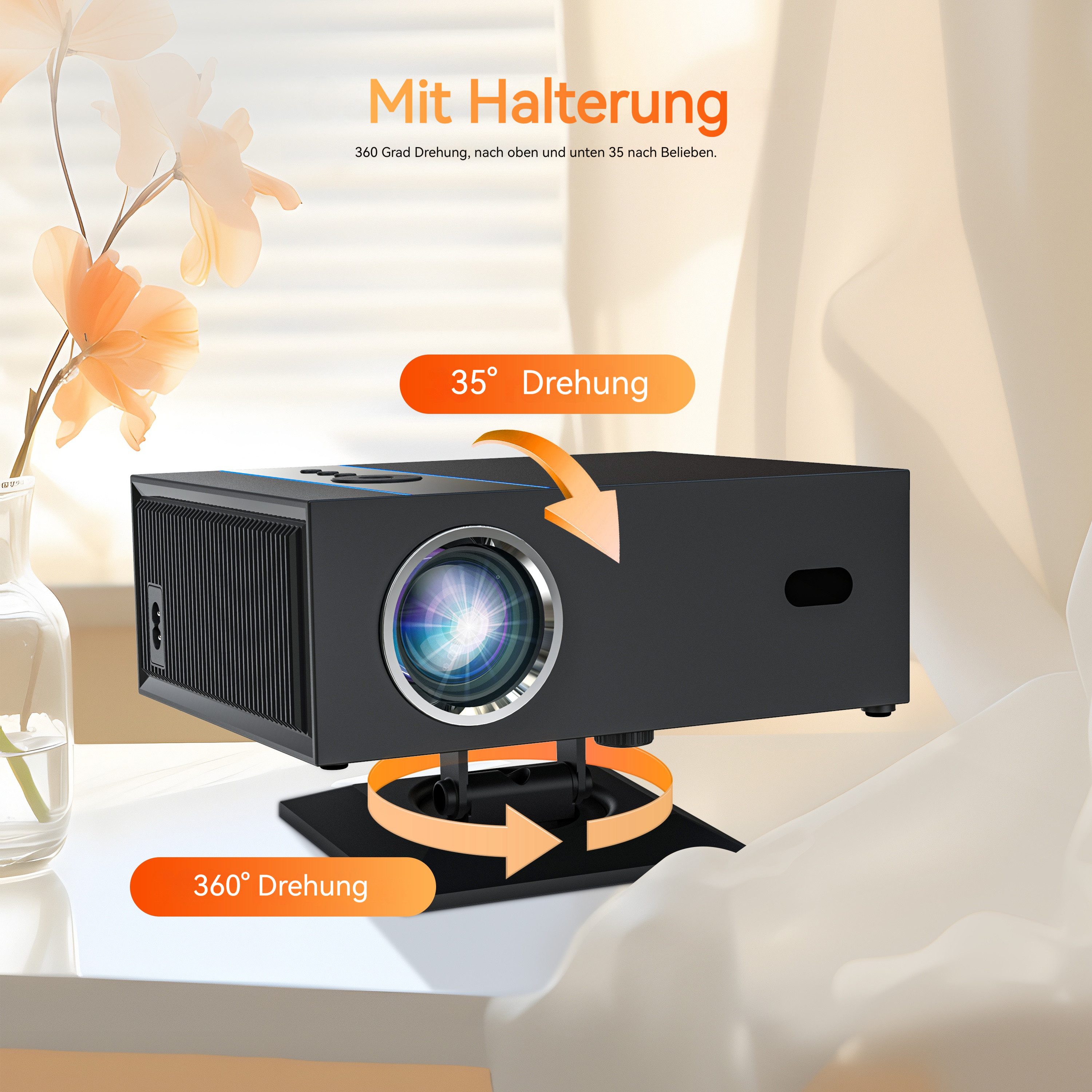 XNANO X6 Projektor Android 13, 1080P nativ, 380 ANSI, WiFi 6,35-200 Zoll Beamer (380 lm, 1000:1, 1920 x 1080 px, für Heimkino/ Schlafzimmer,kompatibel mit HDMI/USB/Handy/PS5/ TV-Stick)