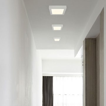 etc-shop LED Deckenleuchte, LED-Leuchtmittel fest verbaut, Warmweiß, Aufbaupanel Deckenleuchte Wohnzimmerlampe LED weiß quadratisch