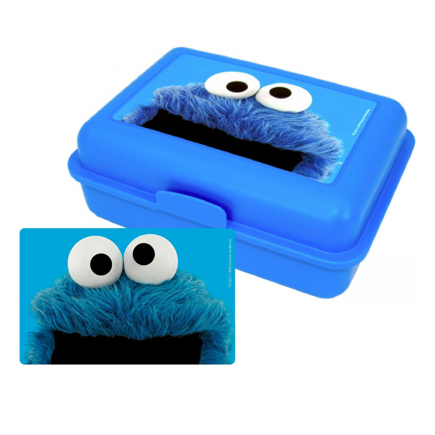 Blau, Krümelmonster Labels® Sesamstraße United mit Lunchbox Brotdose Kunststoff (PP) - Trennwand