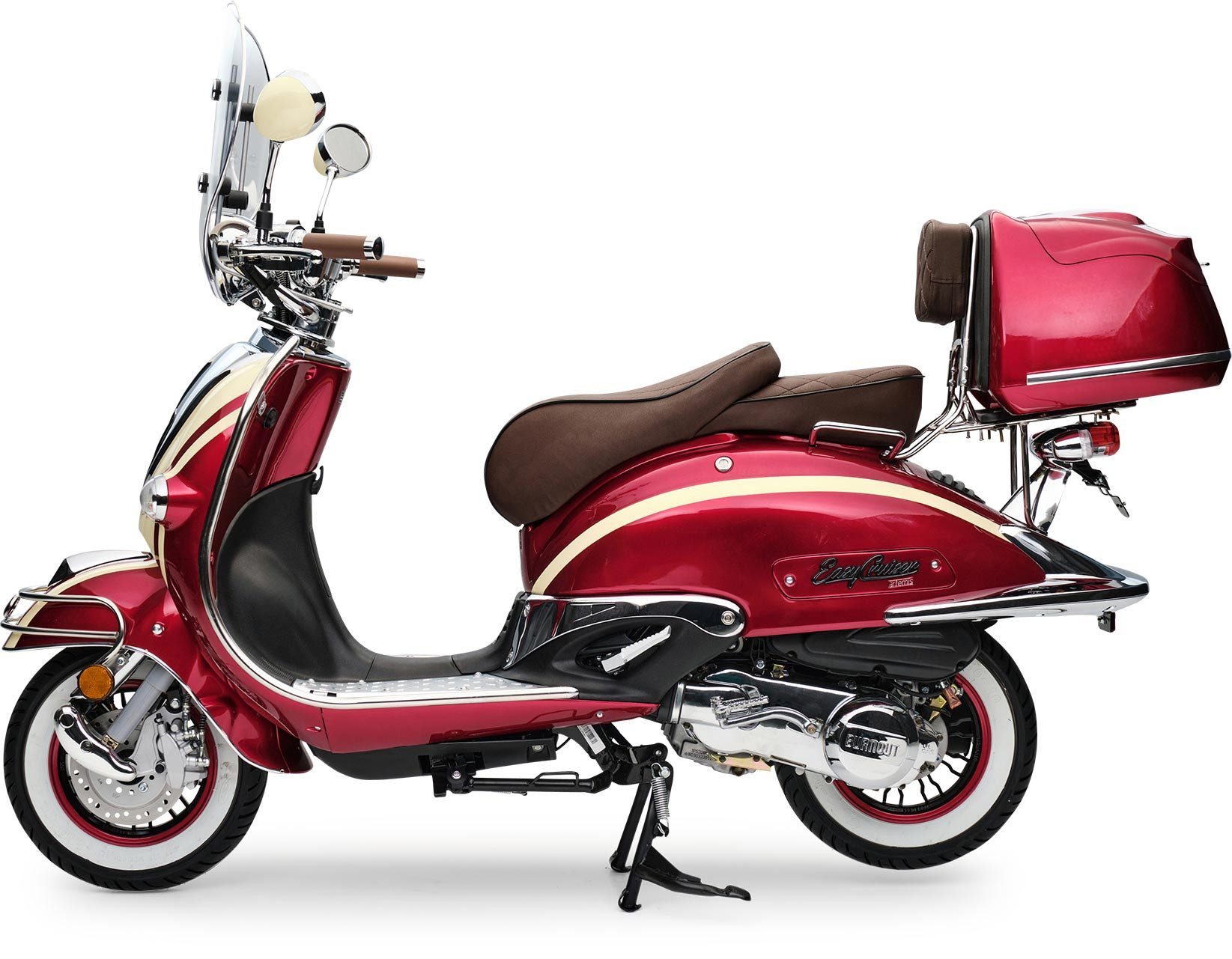 Burnout Motorroller EasyCruiser Artemis Rot Beige, 50 ccm, 25 km/h, Euro 5, Chrom Edition