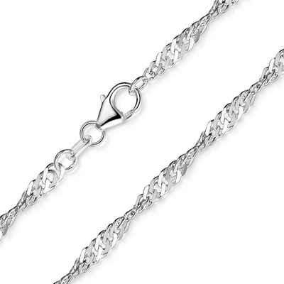 Materia Silberkette Damen Singapurkette glänzend K95, 925 Sterling Silber