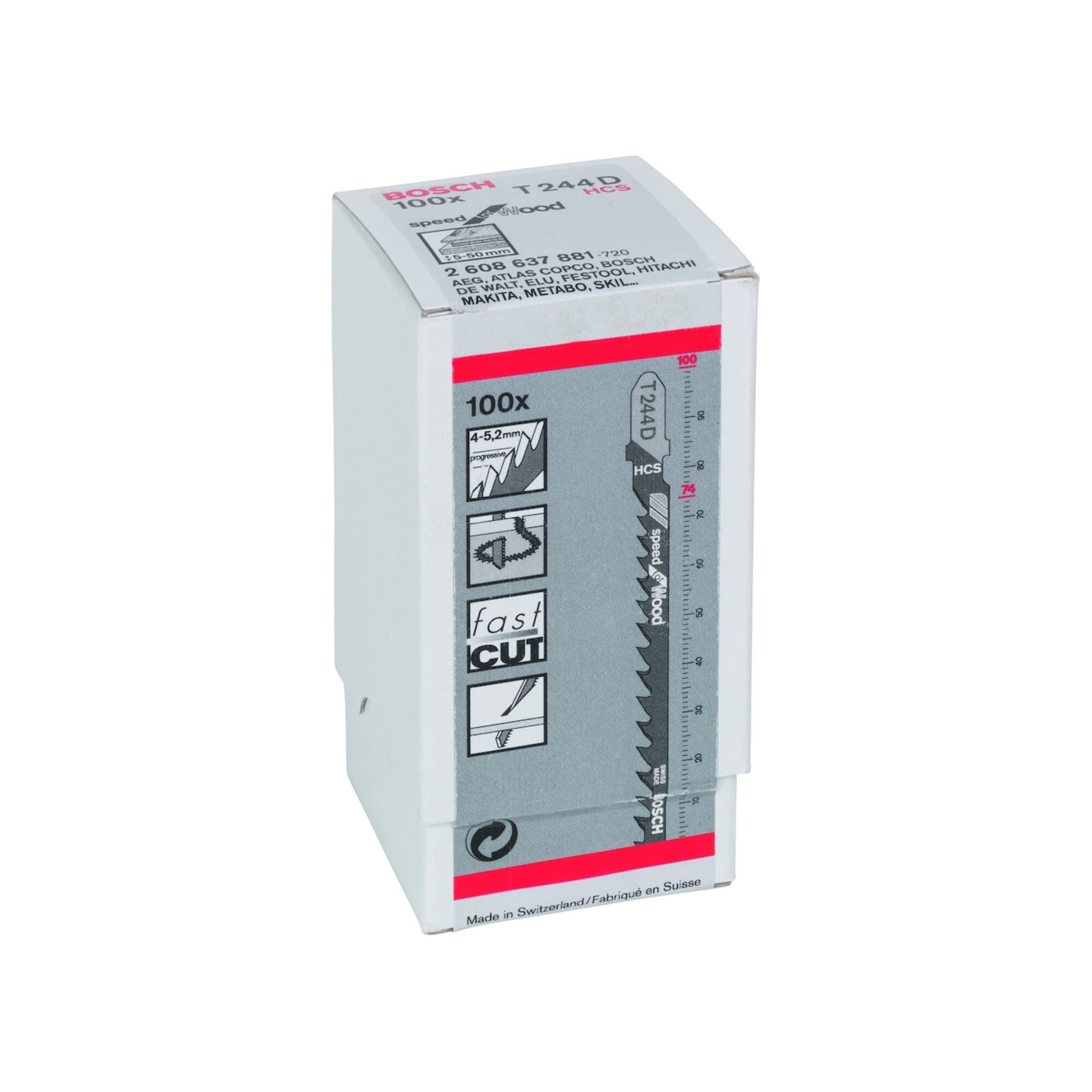 Bosch Professional Stichsägeblatt Bosch Stichsägeblatt T 244 D VE à 100 Stück Speed for Wood