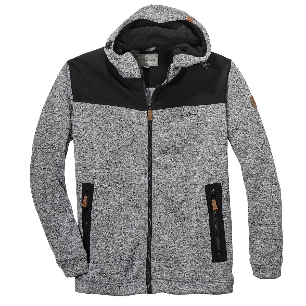 Blue Wave Fleecejacke Blue Wave XXL Strick-Fleecejacke hellgrau melange