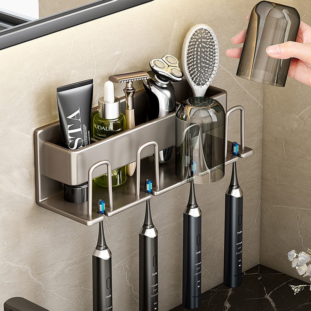 TUWENA Zahnbürstenhalter Zahnbürstenhalter,Zahnburstenhalterung Wand Ohne Bohren für Badezimmer