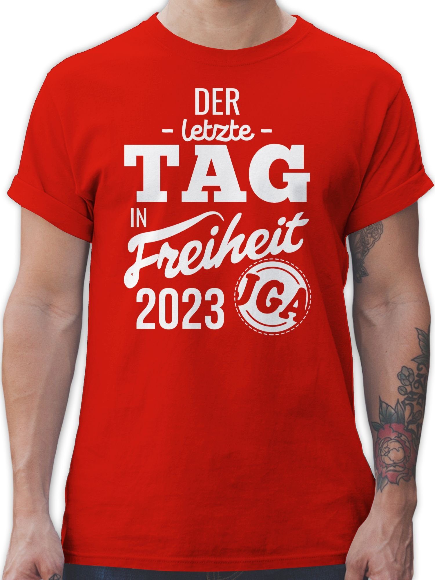 Shirtracer T-Shirt Der letzte Tag in Freiheit 2023 JGA Männer 3 Rot