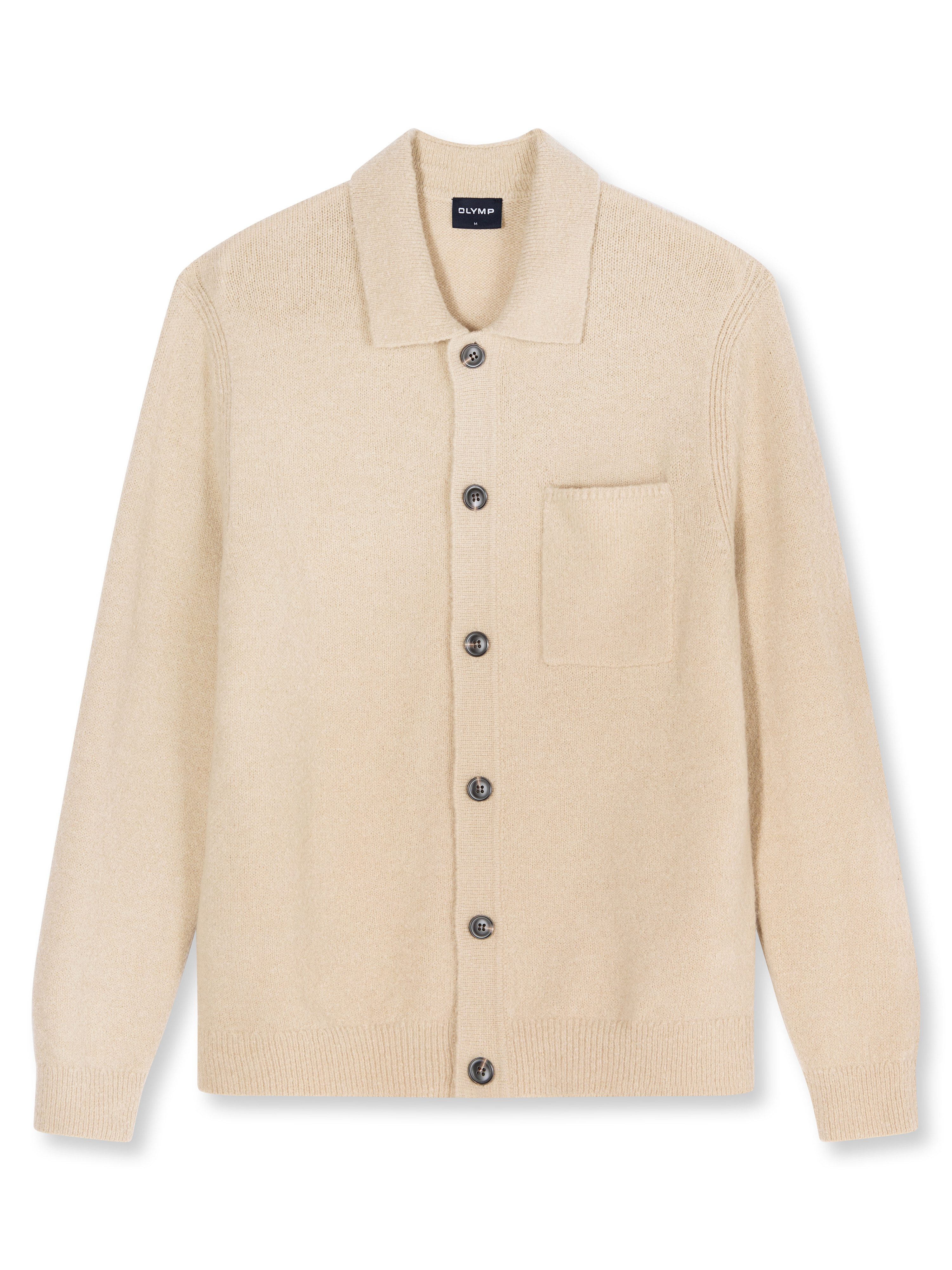 OLYMP Strickjacke Casual mit Woll-Anteil, Overshirt, Regular fit