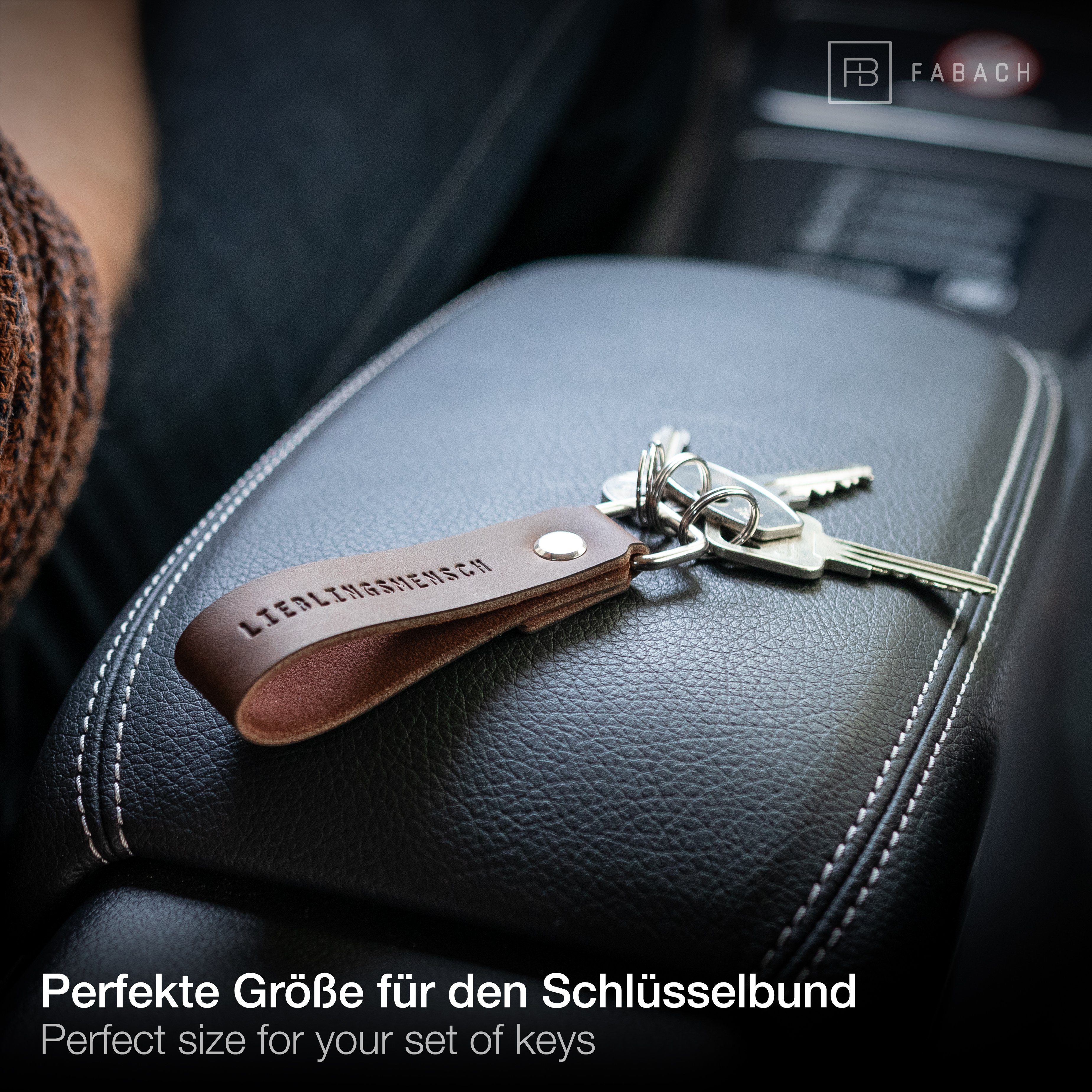 FABACH Schlüsselanhänger Leder Anhänger mit wechselbarem Schlüsselring - Gravur Lieblingsmensch – Bild 5 von 5