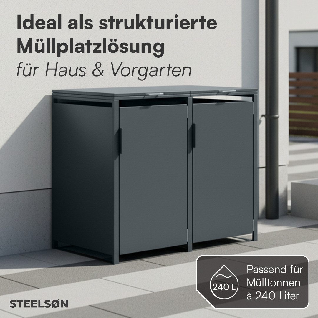 STEELSØN Mülltonnenbox Thoria 240L aus verzinktem Stahl (Anthrazit, verfügb günstig online kaufen