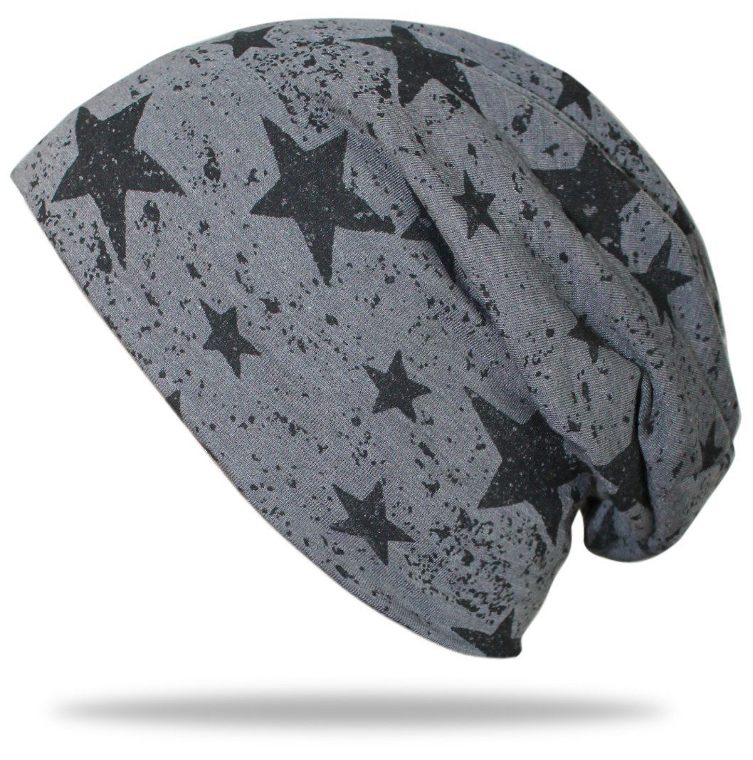 Beanie Unisex Beanie Mütze mit Stern Muster in Destroyed Look