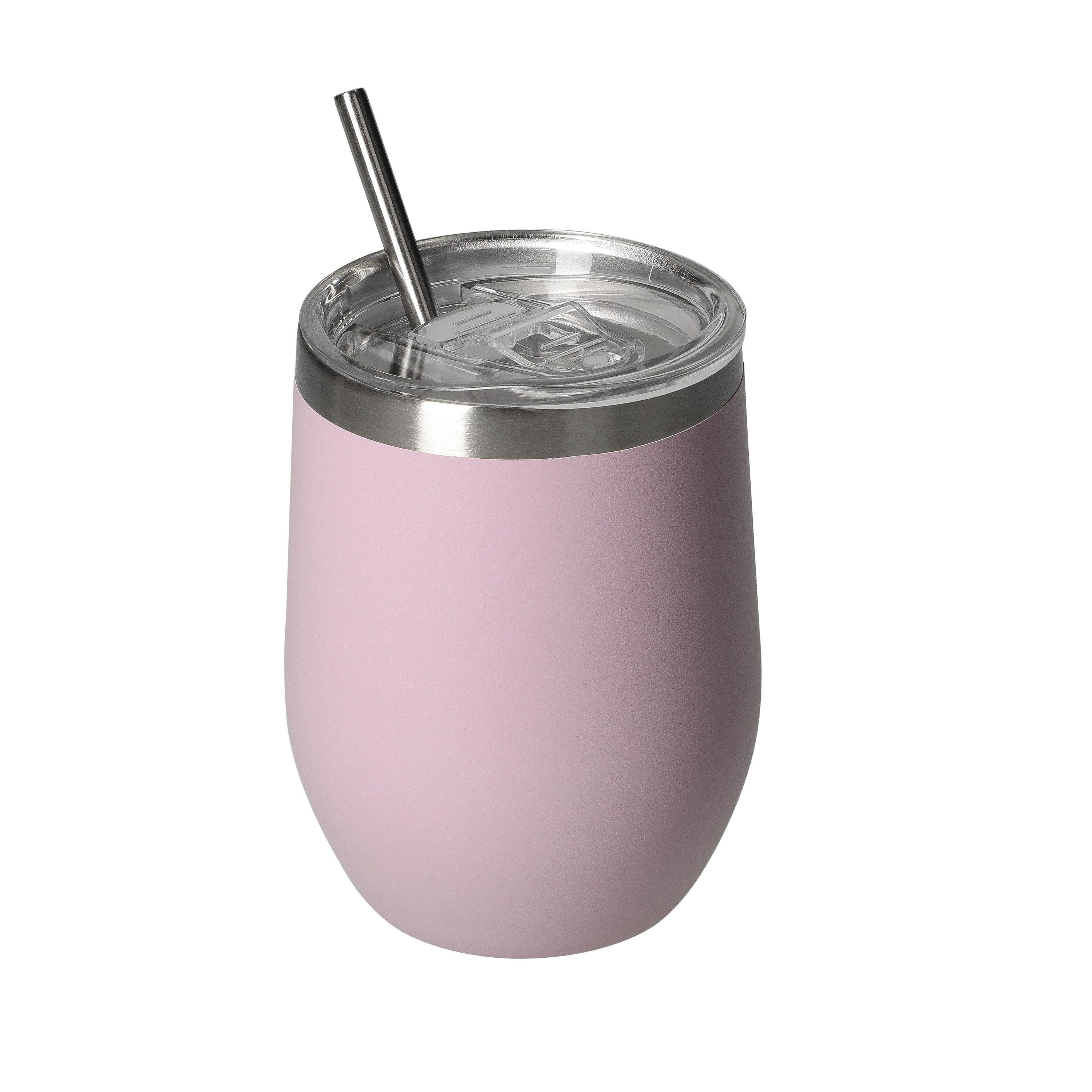 elasto Becher Weinbecher 350 ml Vinova Edelstahl Trinkbecher inkl. Strohhalm, robust, spülmaschinengeeignet, Sommer, Geschenk