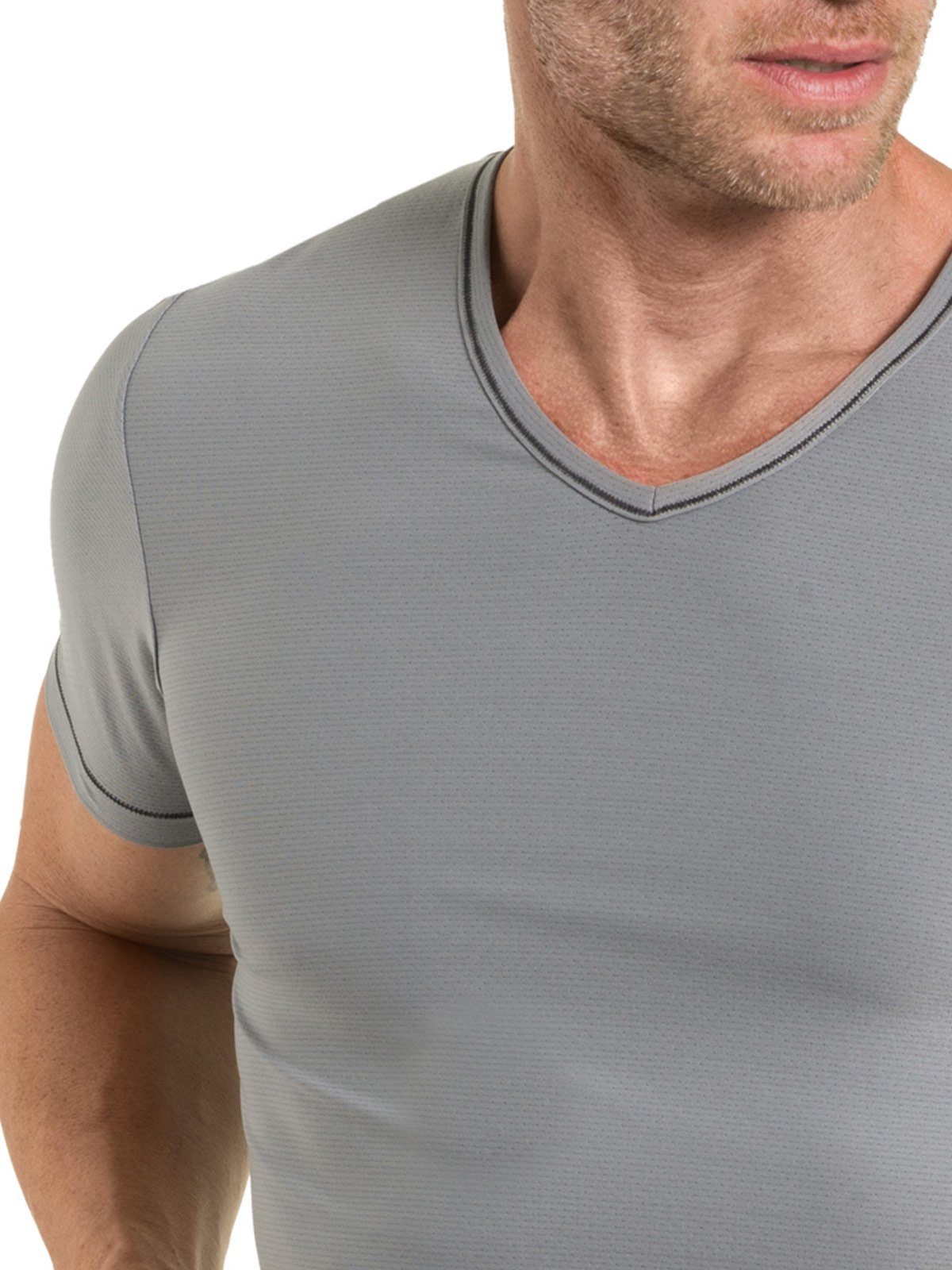 Tactel T-Shirt 1-St) Herren Unterziehshirt (Stück, Arm Sportwäsche Materialmix grau KUMPF 1/2