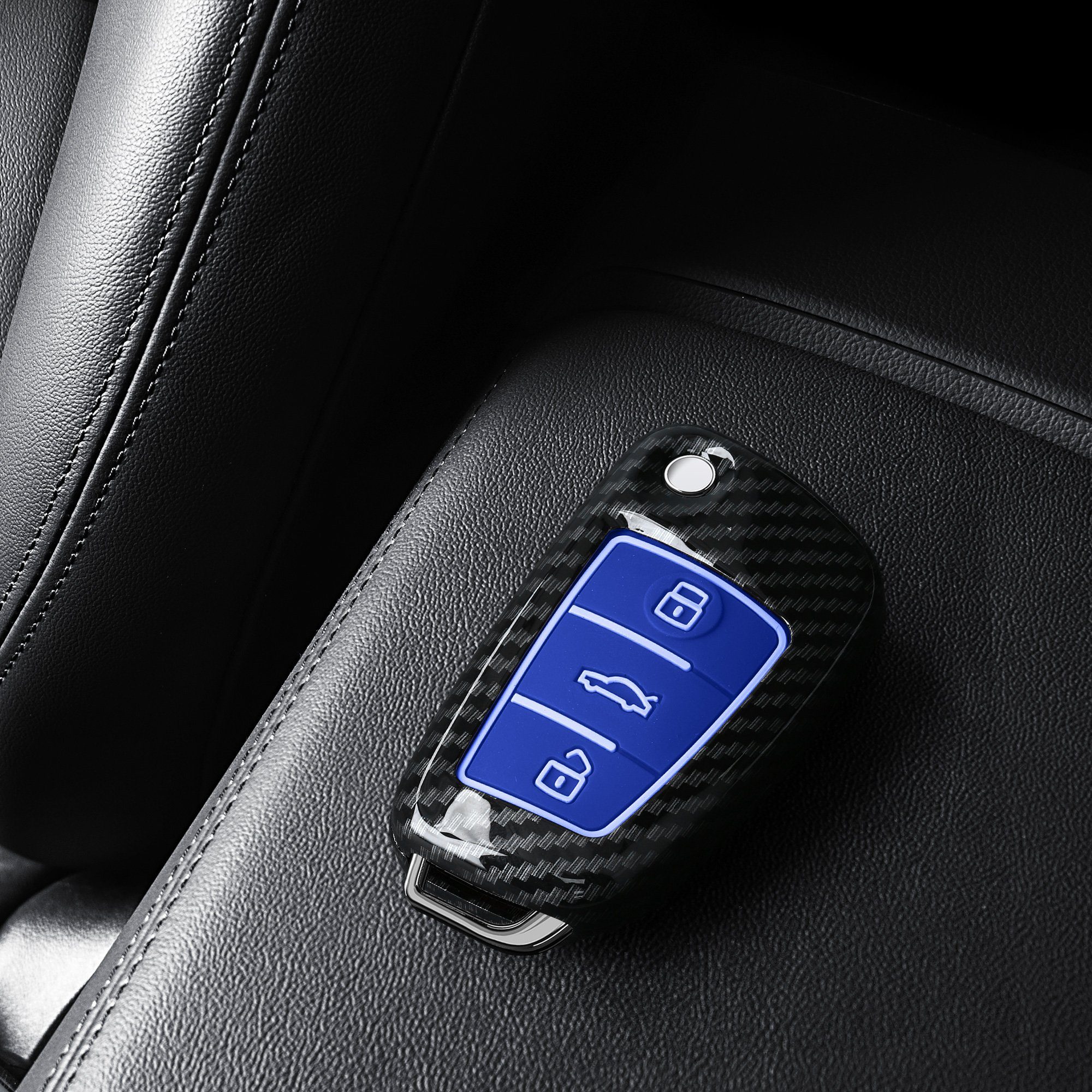 kwmobile Schlüsseltasche Autoschlüssel Audi, Case Schutzhülle Hülle - Hardcover Cover Schlüsselhülle für Blau