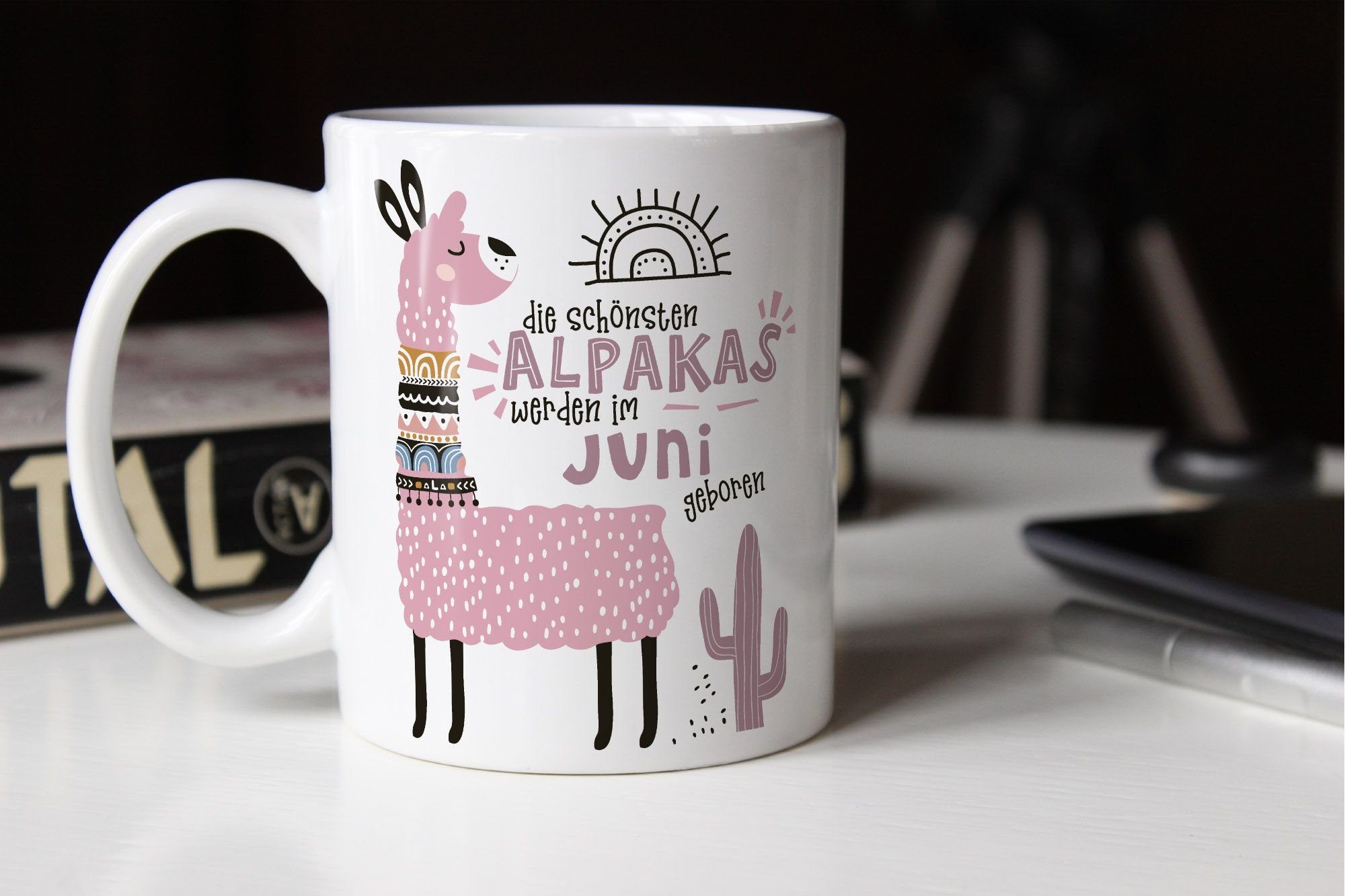 Alpakas Kaffee-Tasse Motiv Rosa weiß geboren Geburtags-Geschenke im Tasse SpecialMe werden Die Juni Schönsten Geburtsmonat individuelle Januar-Dezember anpassbares Lama Keramik SpecialMe®,