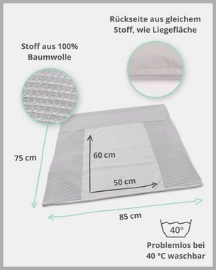 ULLENBOOM ® Wickelauflagenbezug Wickelauflagenbezug Grau, 75x85 cm, (Made in EU), Bezug mit Hotelverschluss, 100% Baumwolle