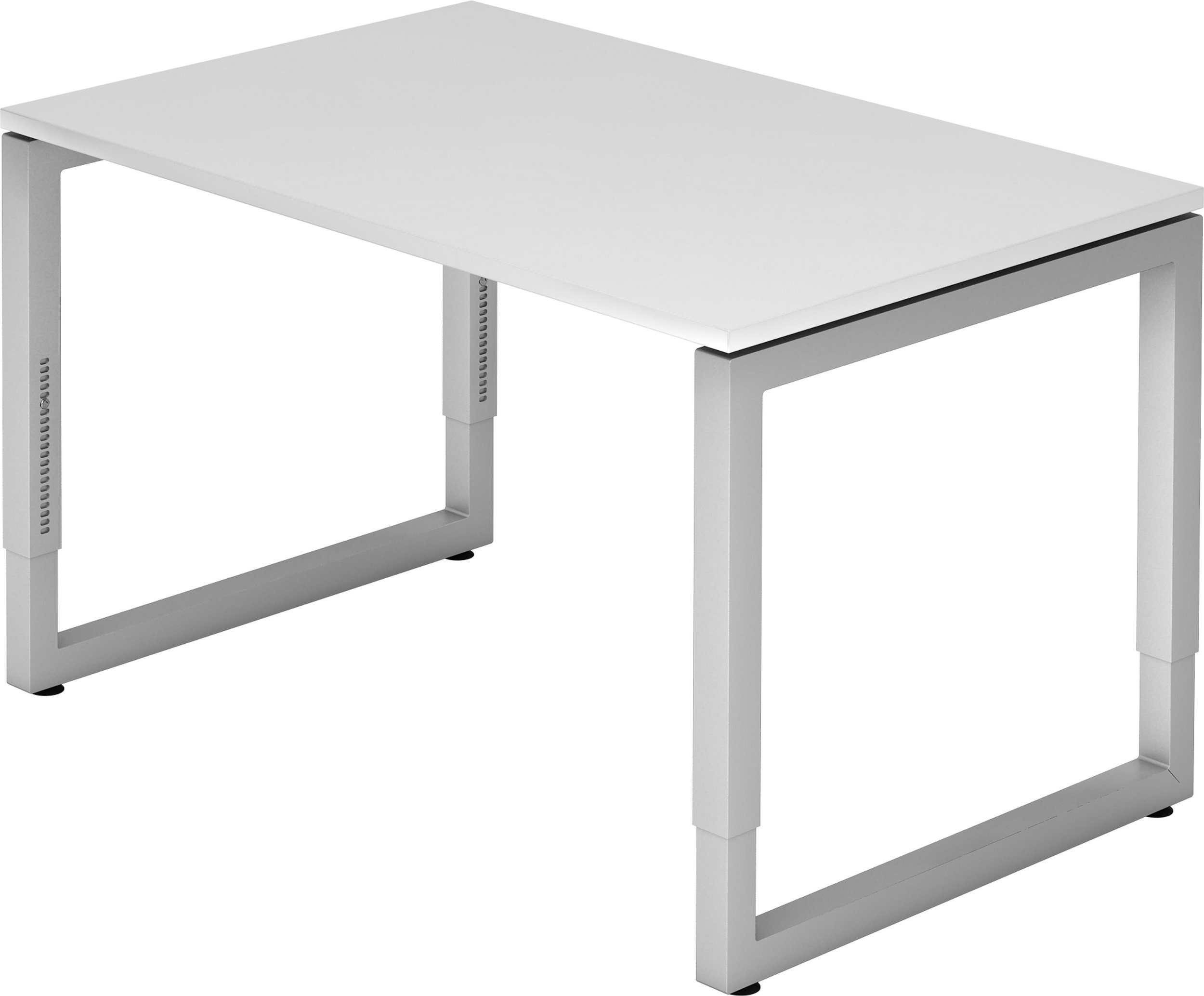 bümö Schreibtisch Schreibtisch Serie-R, Rechteck: 120 x 80 cm - Dekor: Weiß - Gestell: Silber