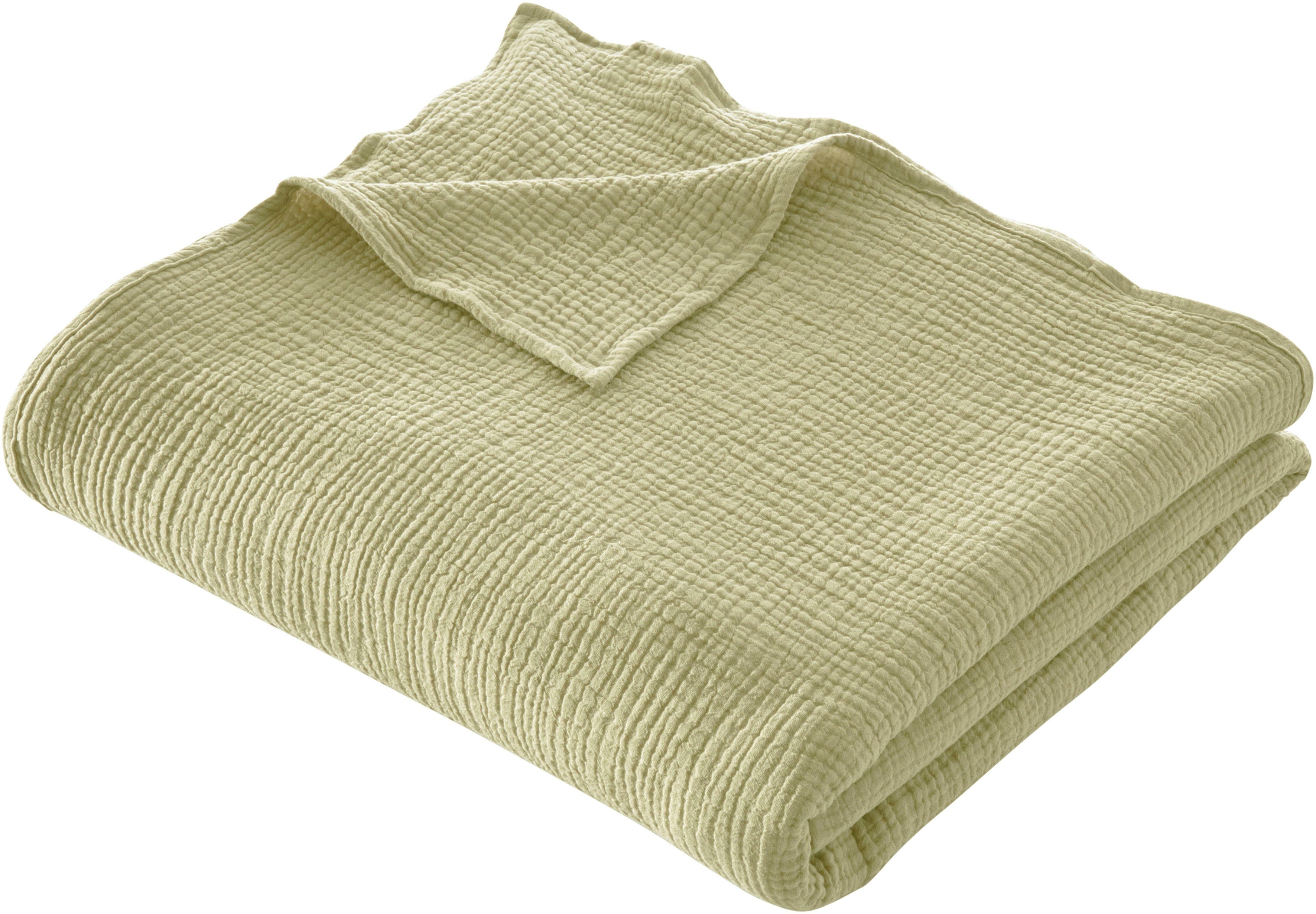 Wohndecke HEVIN, Musselin, 100% Baumwolle, Topseller!, LeGer Home by Lena Gercke, Tagesdecke im Baumwoll-Crinkle-Effekt, Musselin, Kuscheldecke