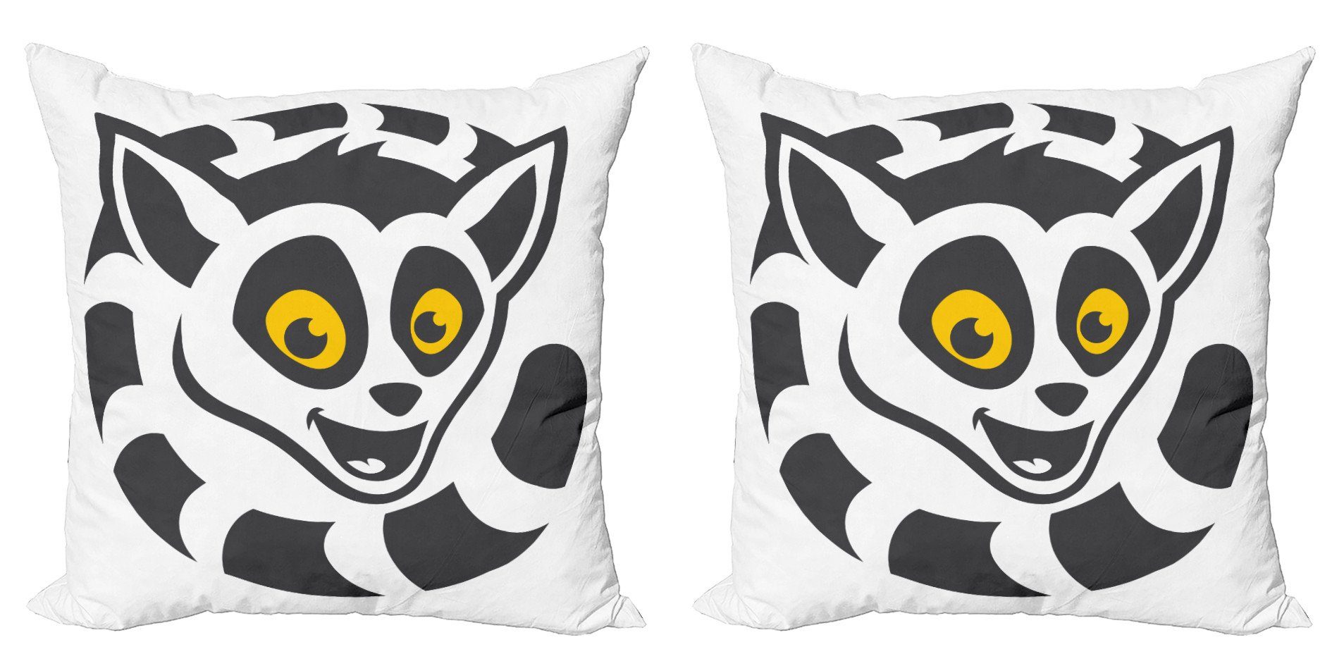 Digitaldruck, Stück), Abakuhaus Accent Affe Modern Lemur Glücklicher (2 Doppelseitiger Kopf Kissenbezüge Endemisch