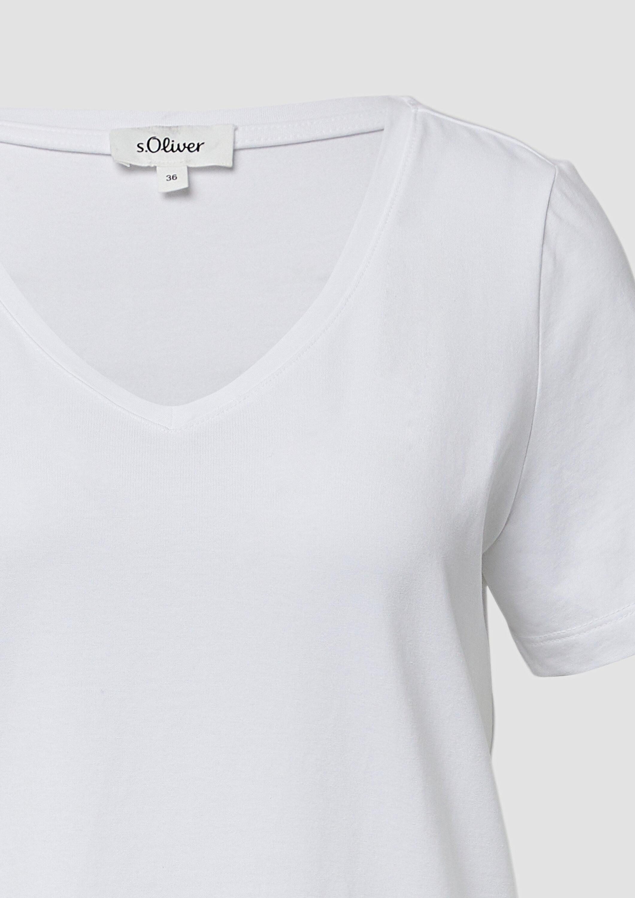 s.Oliver Kurzarmshirt T-Shirt T-Shirt mit V-Ausschnitt
