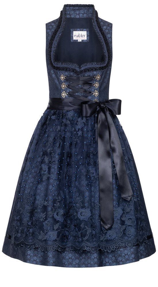 Nübler Trachtenkleid Dirndl midi Coro in Dunkelblau von Nübler - Rocklänge 60 cm