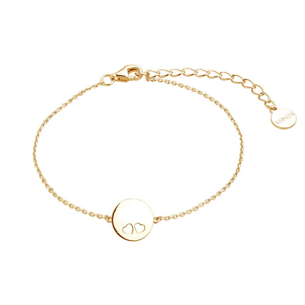 XENOX Armband Xenox Armband Damen Love Story Coin Herzen Silber Vergoldet XS3572G