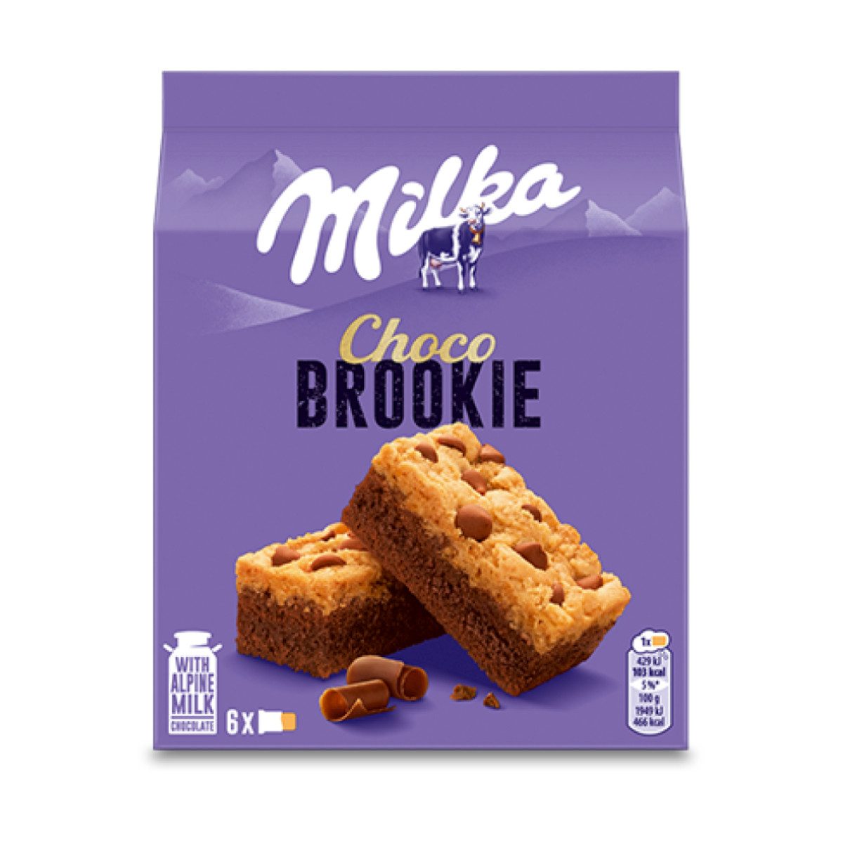 MILKA Schokolade, Milka Choco Brookie verpackte Schokokuchen mit Schokostückchen 132g