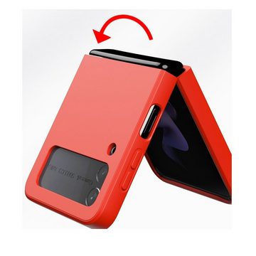 Wigento Handyhülle Für Samsung Galaxy Z Flip4 5G Design Silikon Ring Handy Tasche Hülle Etuis Lila