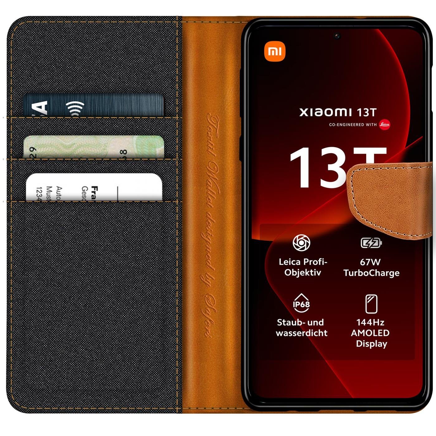 CoolGadget Handyhülle Flip Case Wallet Cover Book Tasche für Xiaomi 13T / 13T Pro 6,67 Zoll, Handy Tasche mit Kartenfach Book Schutzhülle – Bild 2 von 5