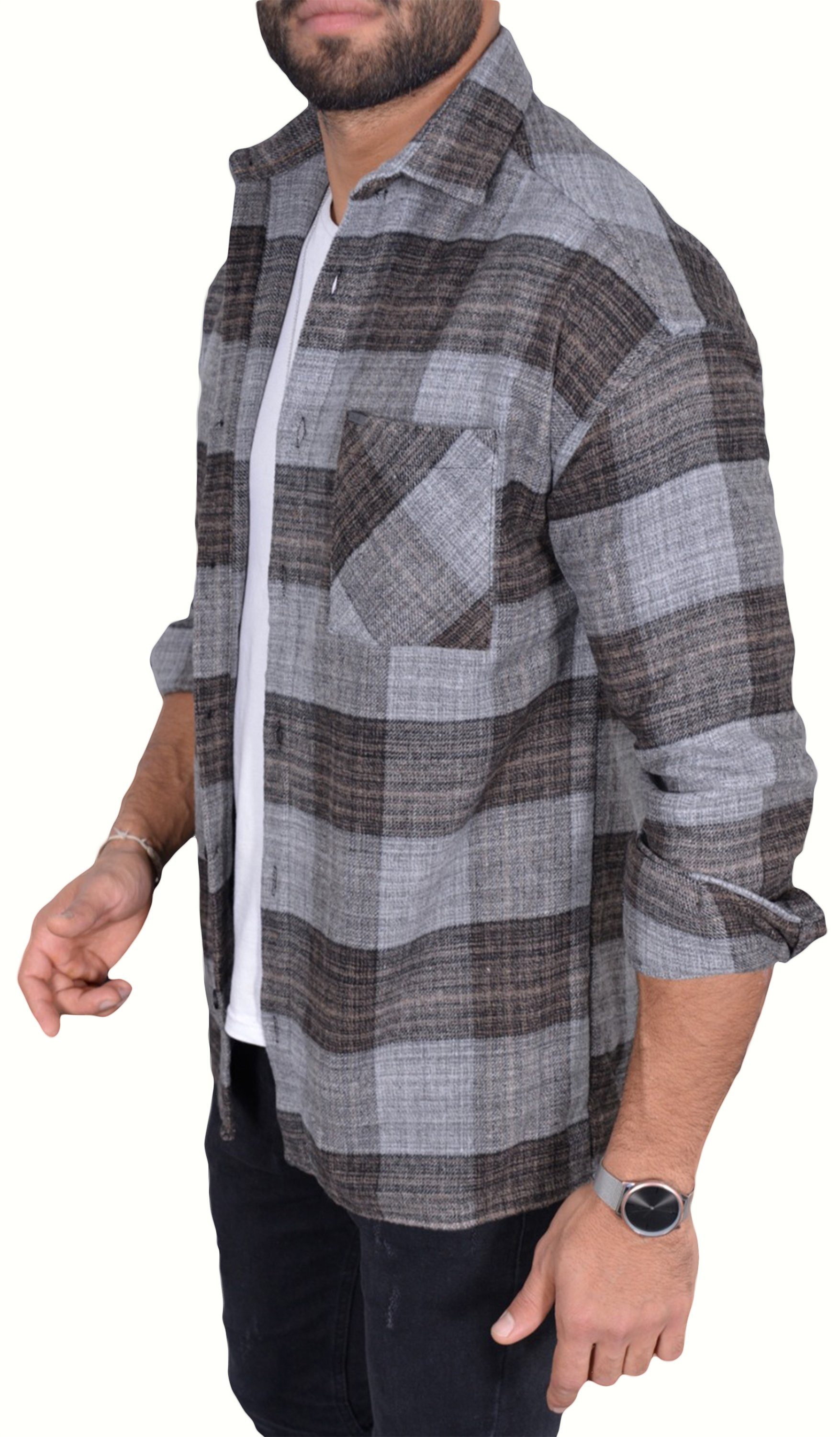 Flanellhemd Herren Holzfällerhemd Flanellhemd Kariert Freizeithemd Jacke