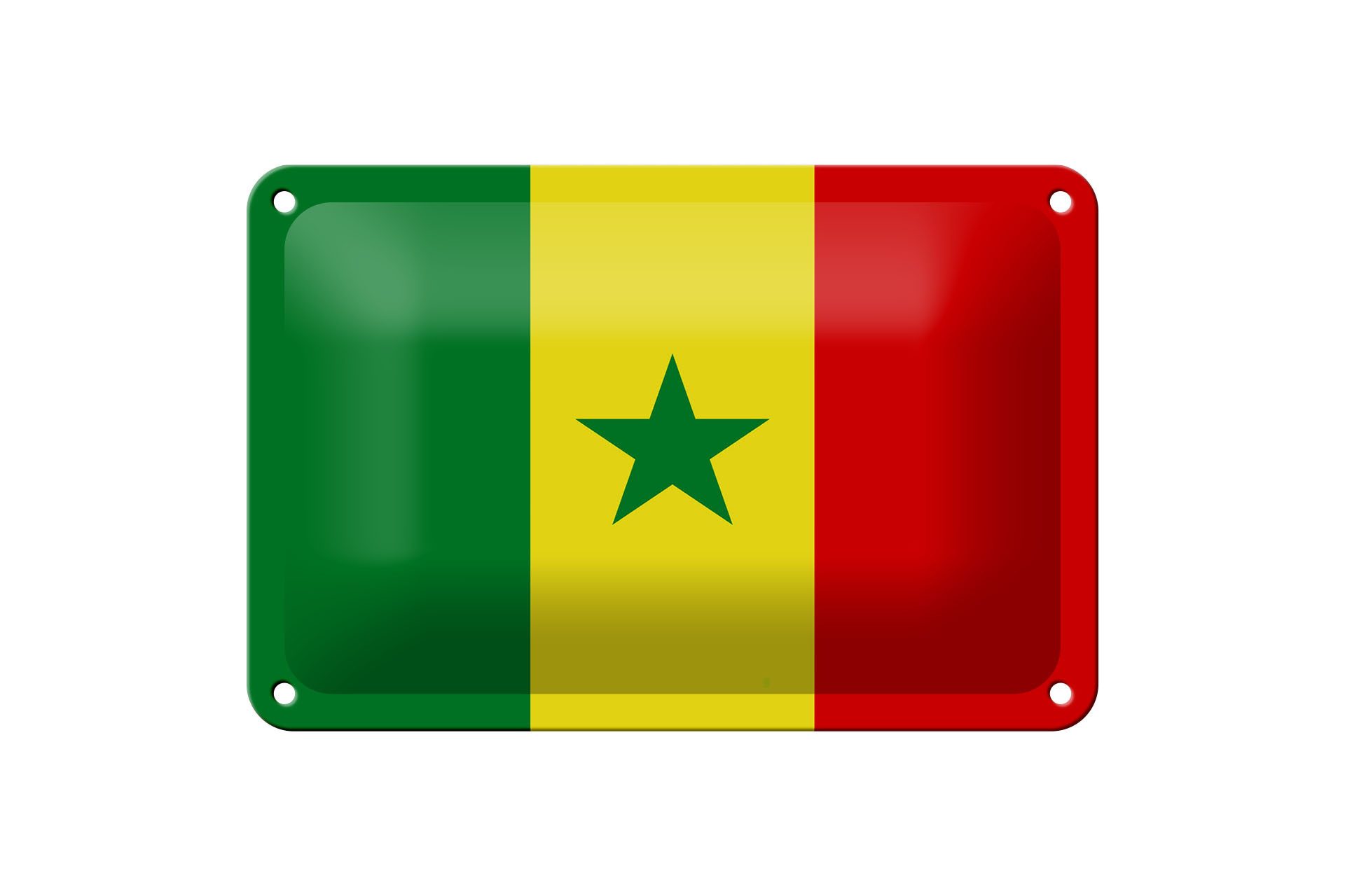 Femer GmbH Metallschild Flagge Senegal 18x12cm Flag of Senegal, (1 St), gewölbte Oberfläche, abgerundete Ecken, umgeschlagene Kanten