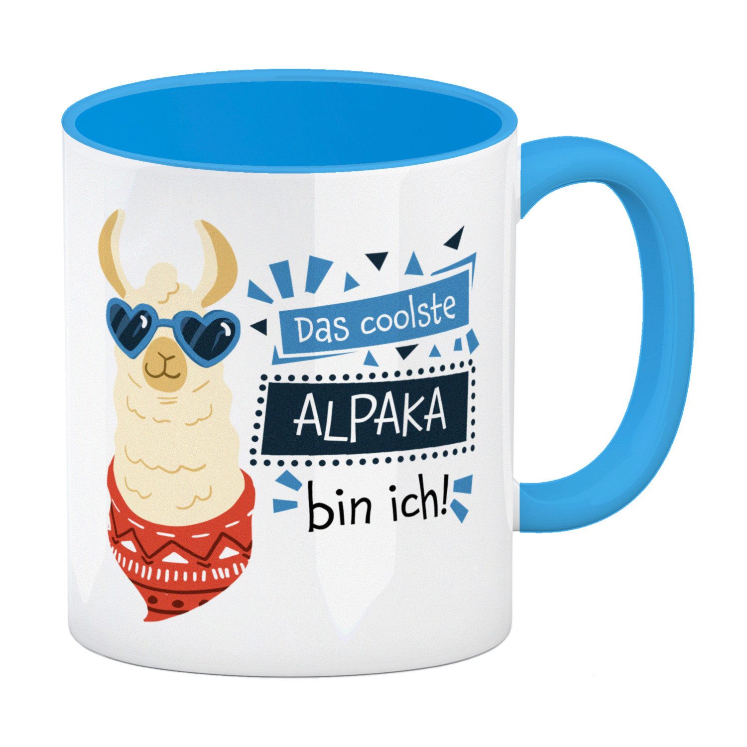 Weiße Keramik-Kaffeetasse Mit Alpaka-Motiv – Spülmaschinenfest, Mikrowellengeeignet | 82 Mm Durchmesser, 95 Mm Hoch