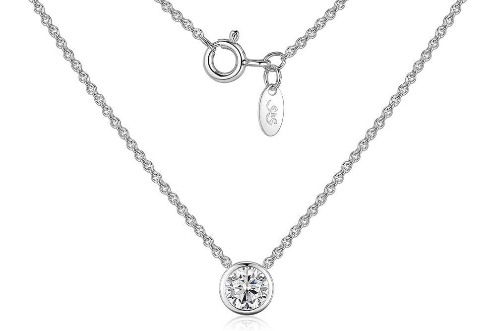 Silberkette Schmuckset Erbskette 1,3mm mit fliegendem Stein, weiß - 925 Silber