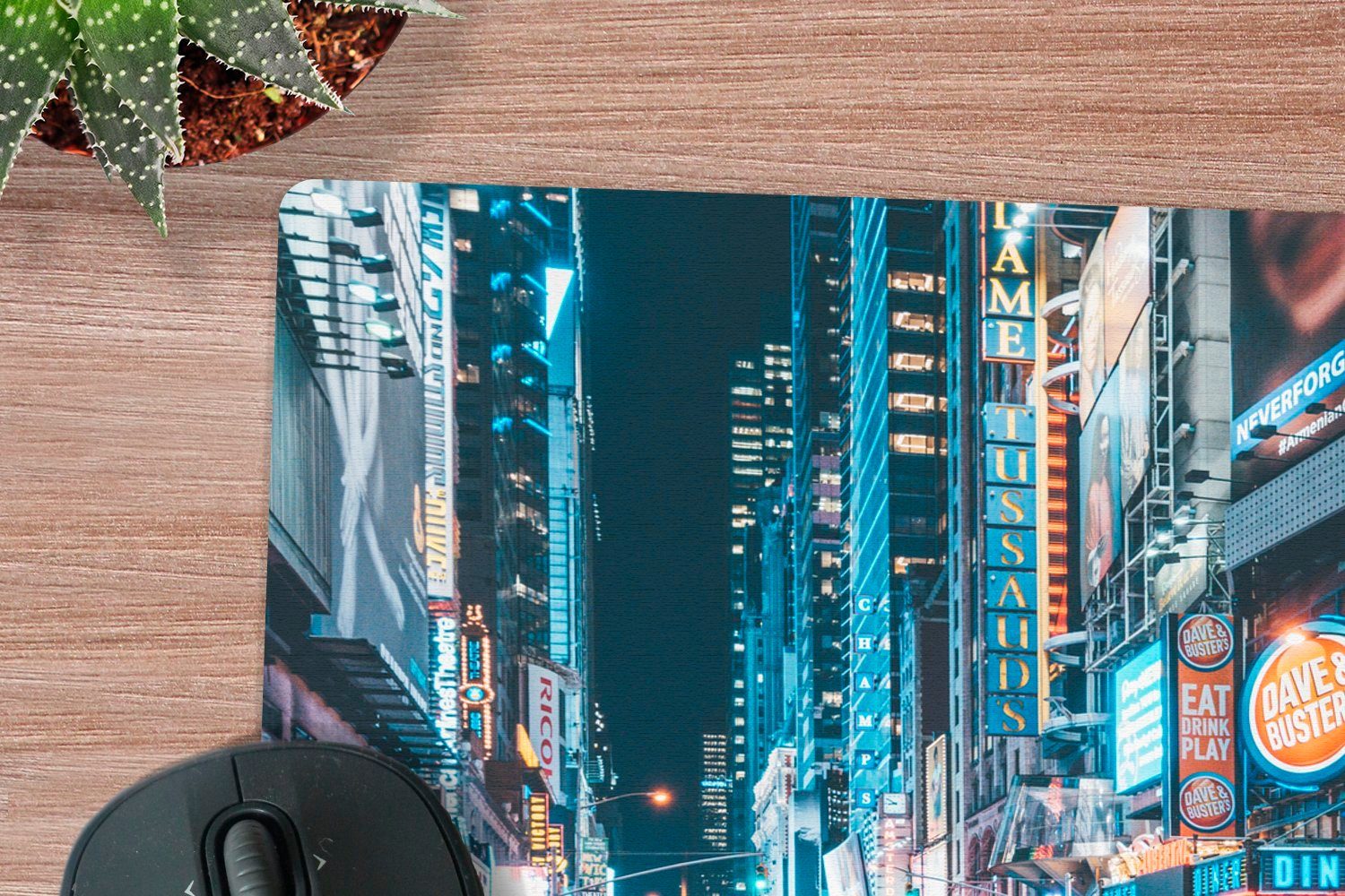 MuchoWow Mauspad New York bei Nacht (1-St), Mouse pad Klein, Gaming Deko, PC Zubehör, 27x18 cm