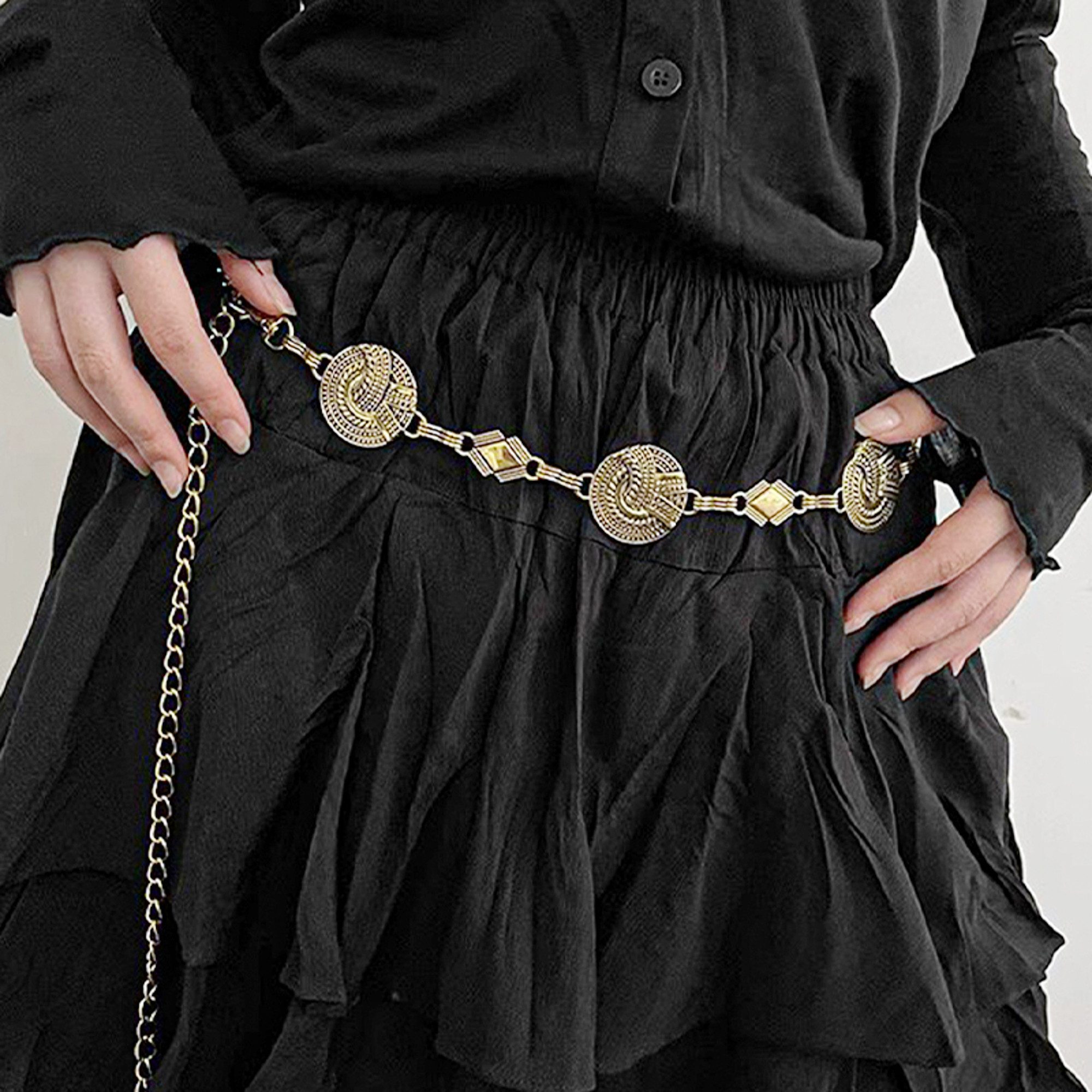 KARMA Hüftgürtel Hüftgürtel Damen silber oder Gold verstellbar 120 cm (Fest günstig online kaufen