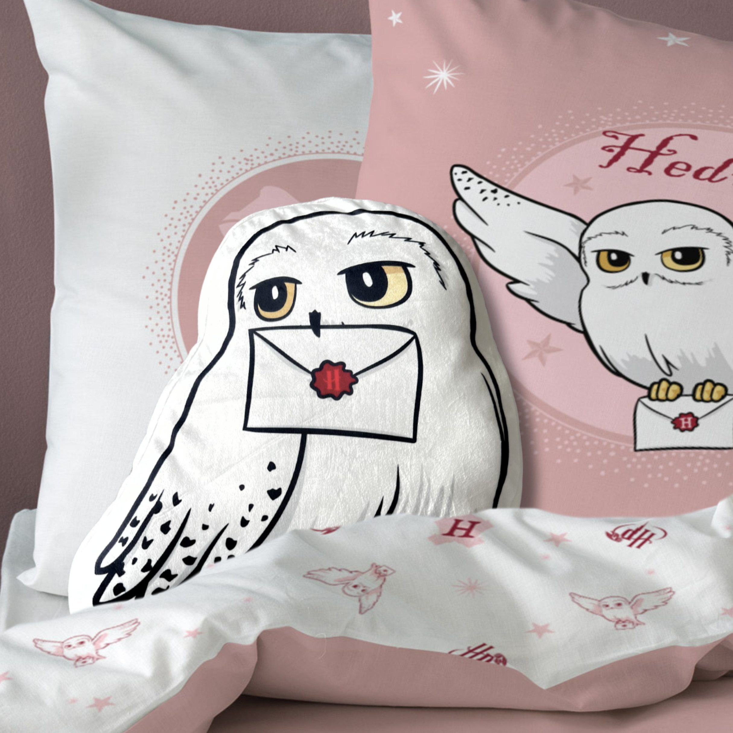 MTOnlinehandel Dekokissen Harry Potter Eule Hedwig 40x36 cm, Kuscheltier in 3D- Form, Geschenkidee passend zur Bettwäsche