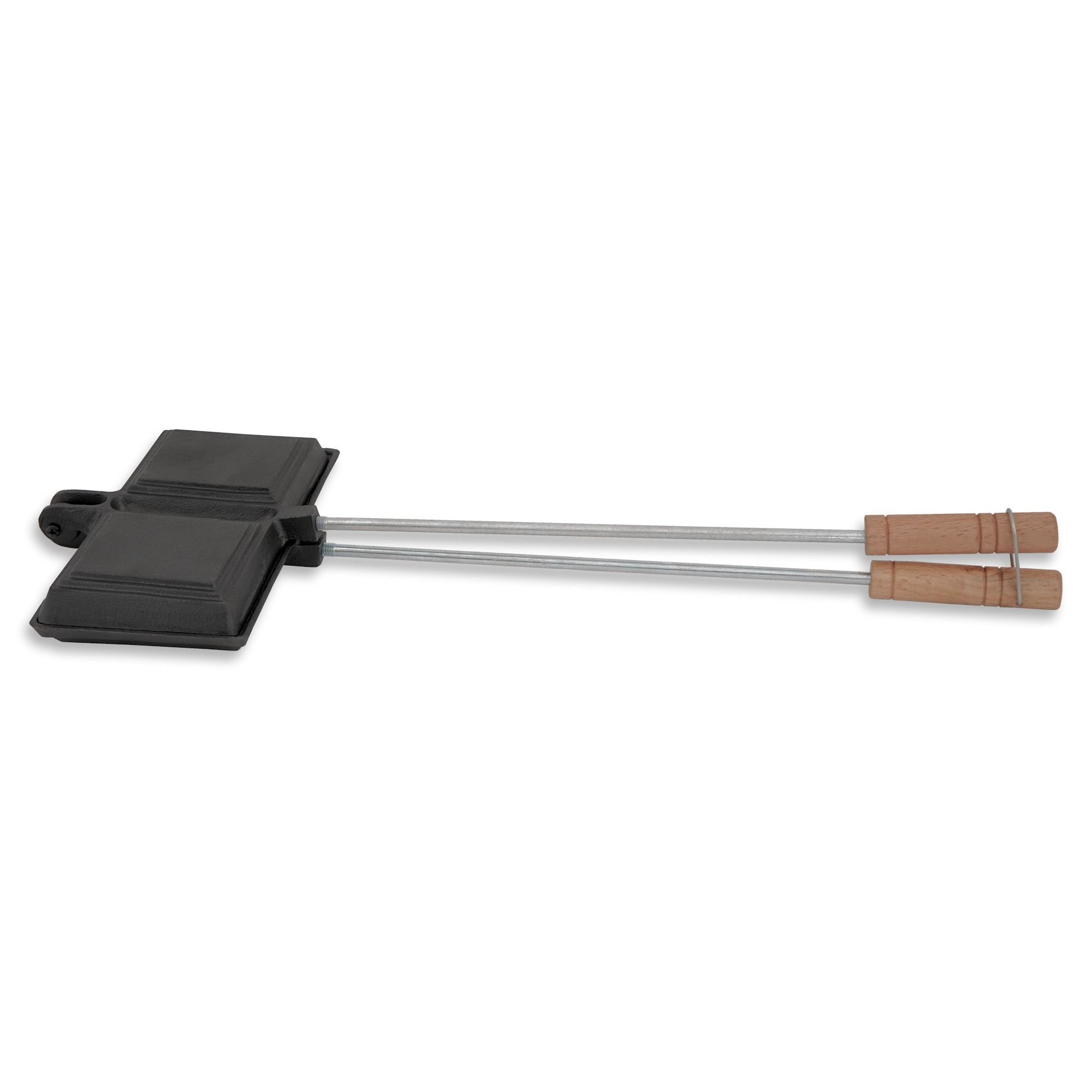 BBQ-Toro Sandwichmaker Waffeleisen, Sandwicheisen, rechteckige Doppelform aus Gusseisen, bere